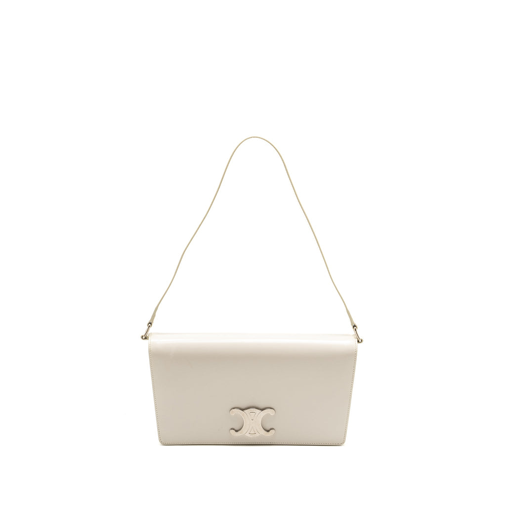 celine-trapeze-triomphe-shoulder-bag-shiny-calfskin-white-shw