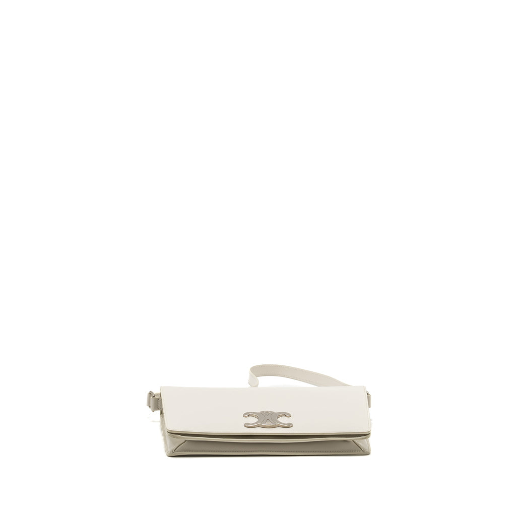 celine-trapeze-triomphe-shoulder-bag-shiny-calfskin-white-shw