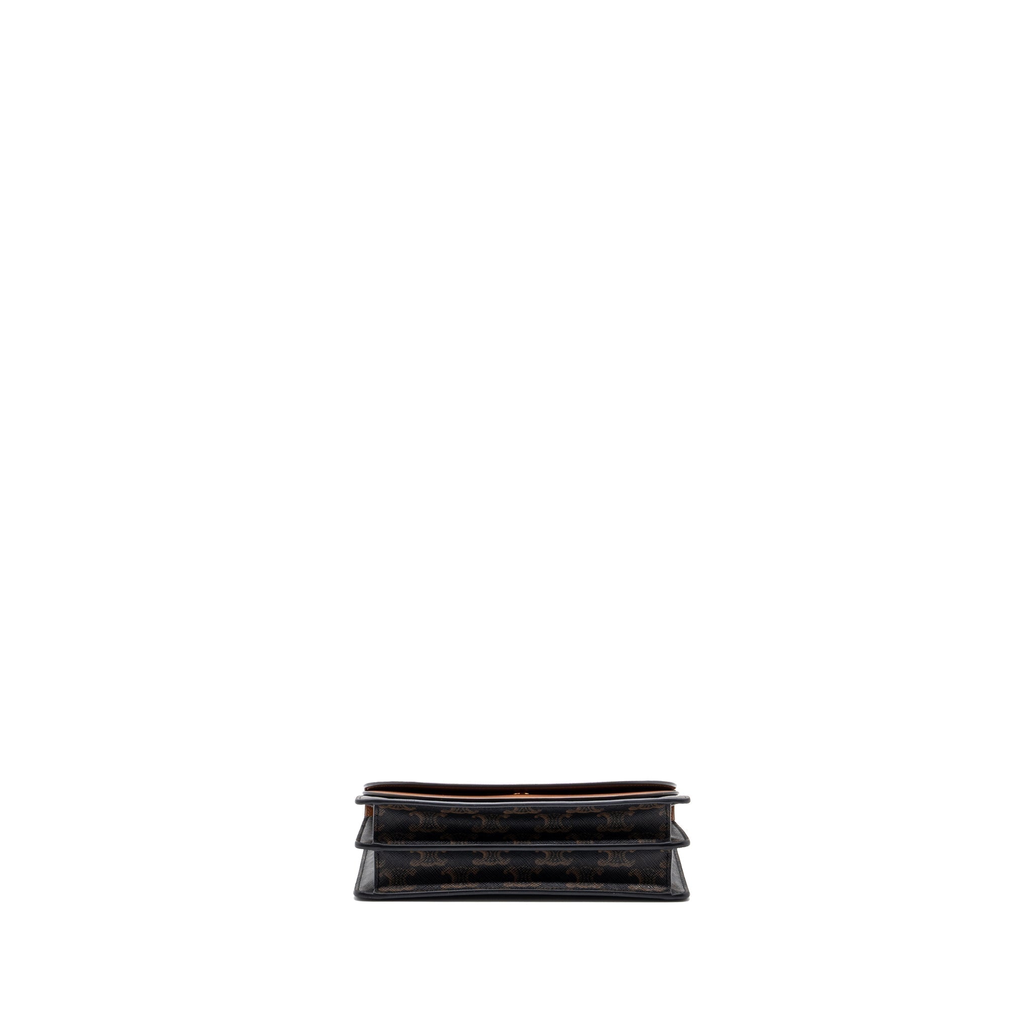 celine-wallet-on-strap-triomphe-canvas-smooth-lambskin-tan-with-ghw