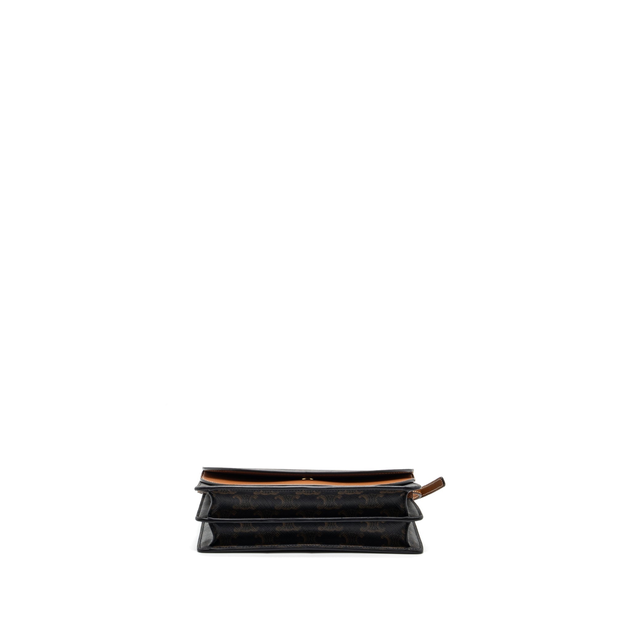 celine-wallet-on-strap-triomphe-canvas-leather-tan-ghw