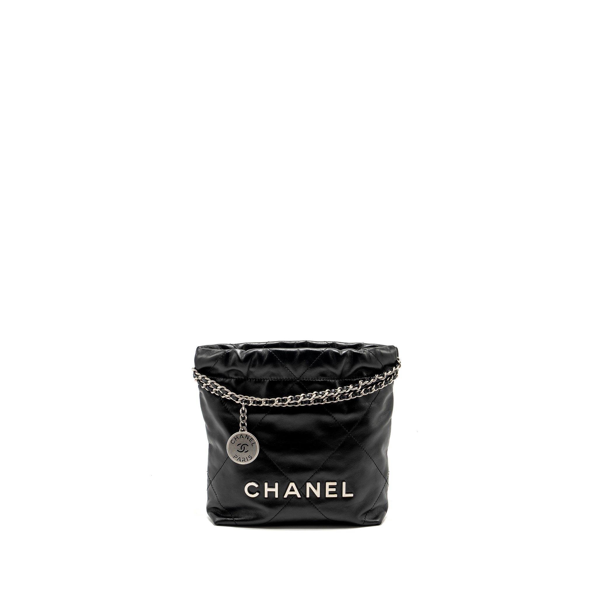 chanel-mini-22-bag-shiny-calfskin-black-shw-microchip-copy