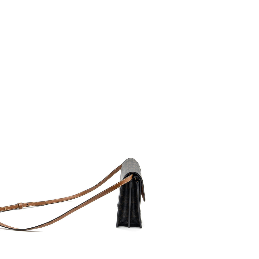 celine-wallet-on-strap-triomphe-canvas-leather-tan-ghw