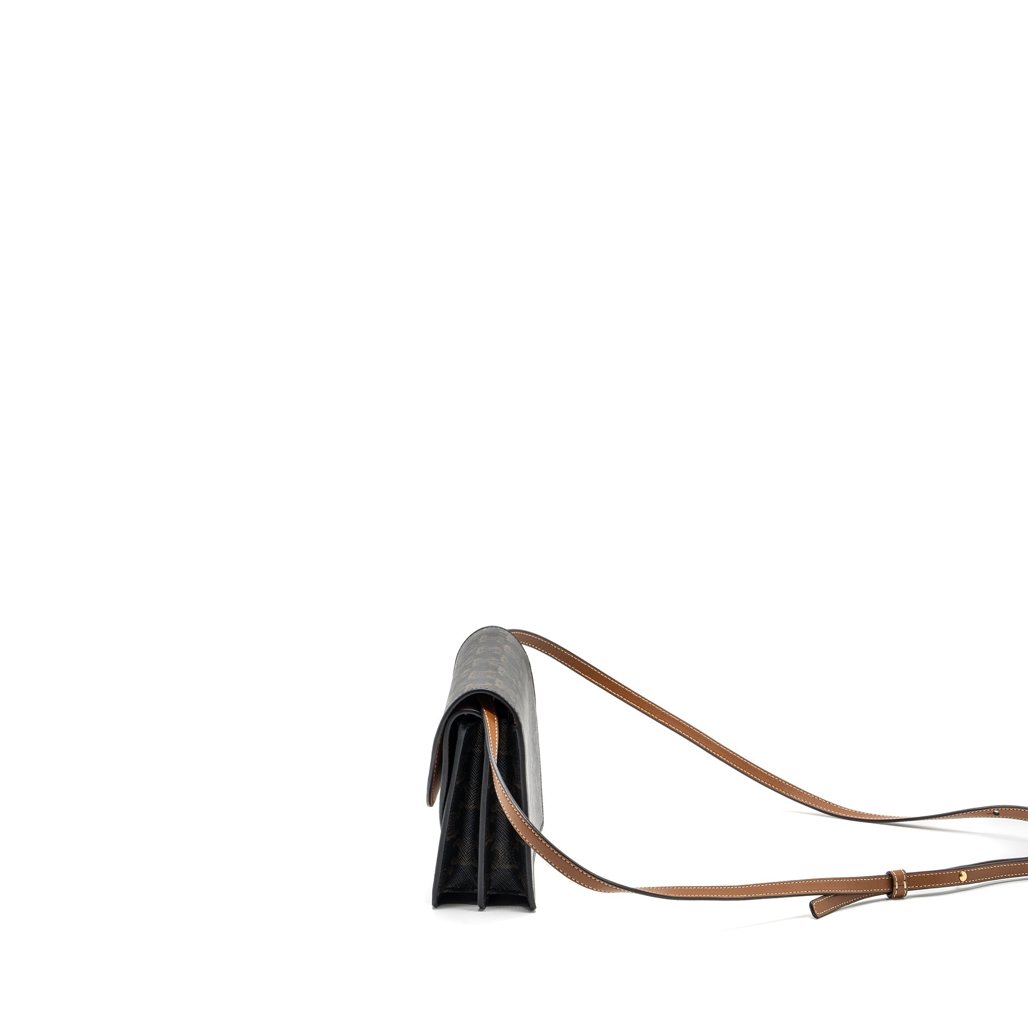 celine-wallet-on-strap-triomphe-canvas-leather-tan-ghw