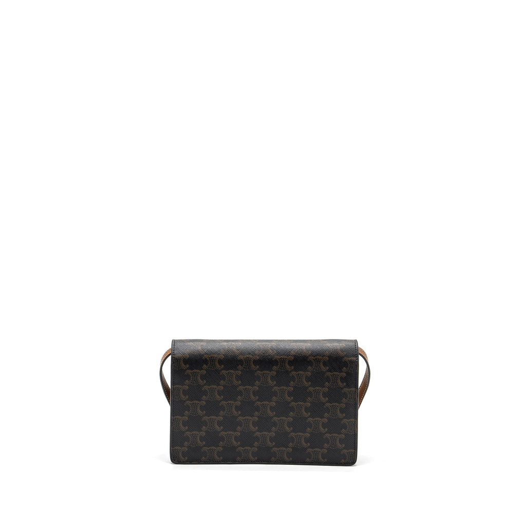 celine-wallet-on-strap-triomphe-canvas-leather-tan-ghw