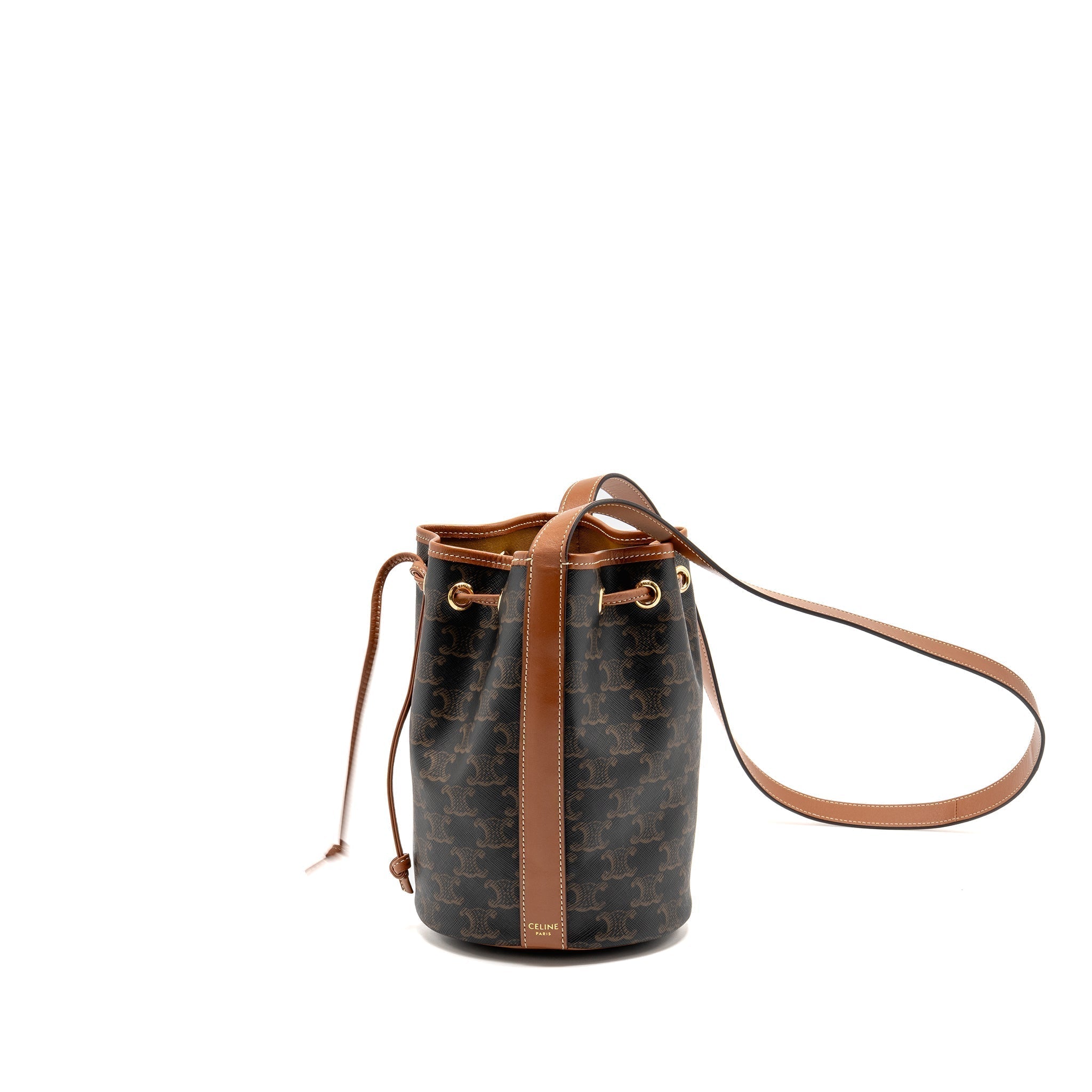 celine-small-drawstring-bag-triomphe-canvas-calfskin-tan-ghw