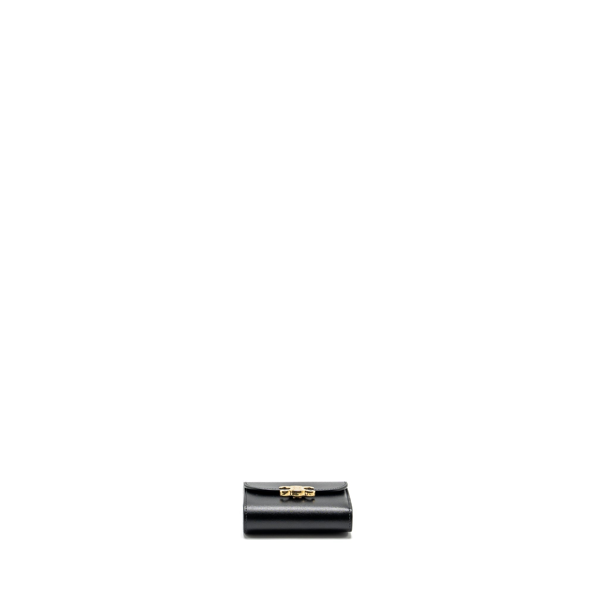 celine-small-triomphe-flap-wallet-shiny-calfskin-black-ghw