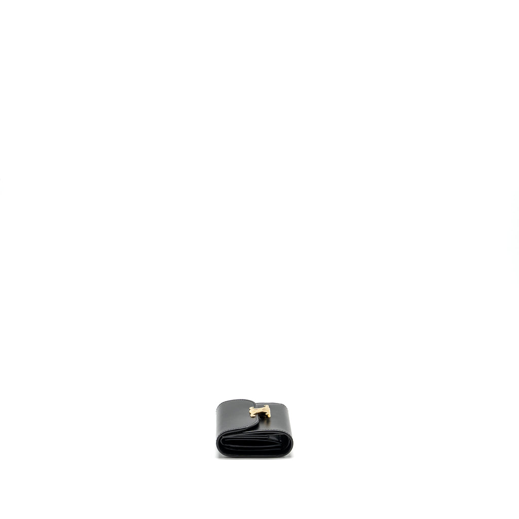 celine-small-triomphe-flap-wallet-shiny-calfskin-black-ghw