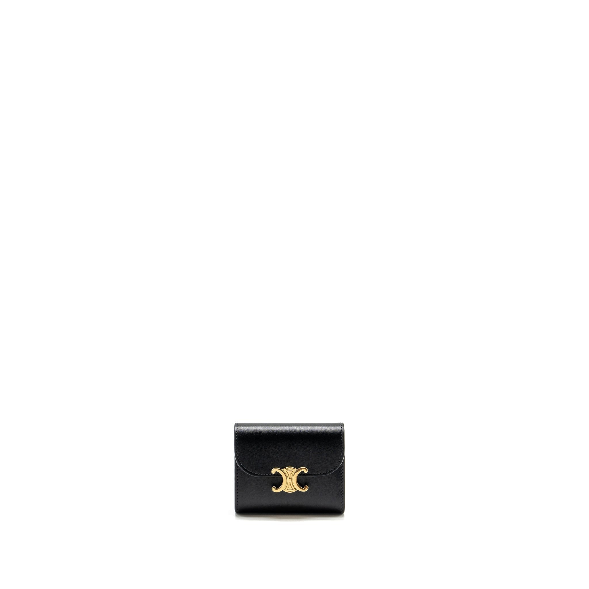 celine-small-triomphe-flap-wallet-shiny-calfskin-black-ghw