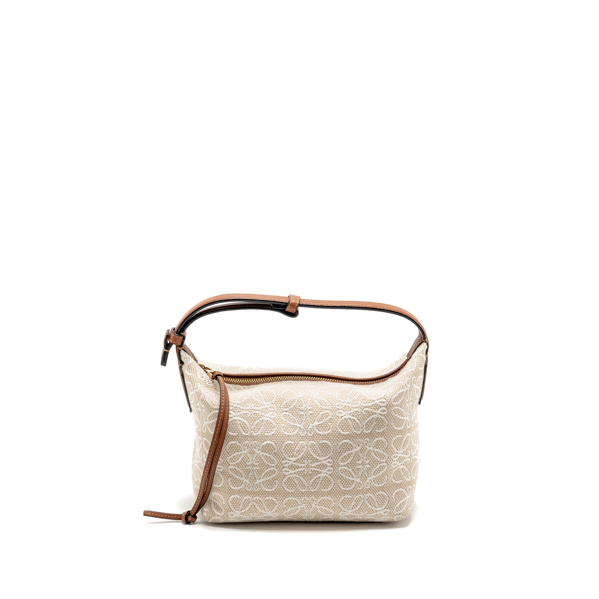 loewe-small-cubi-bag-anagram-jacquard-calfskin-beige-brown-ghw-1