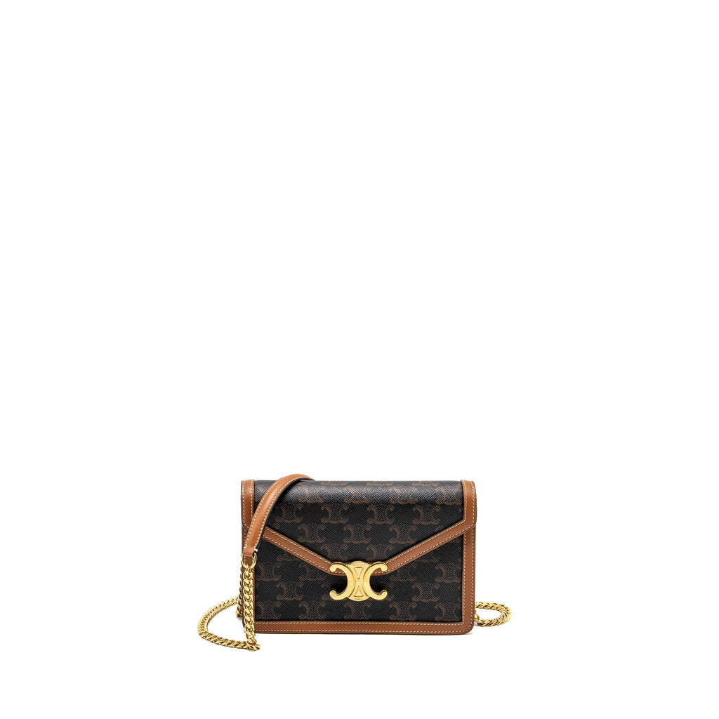 celine-wallet-on-chain-margo-triomphe-canvas-calfskin-tan-ghw