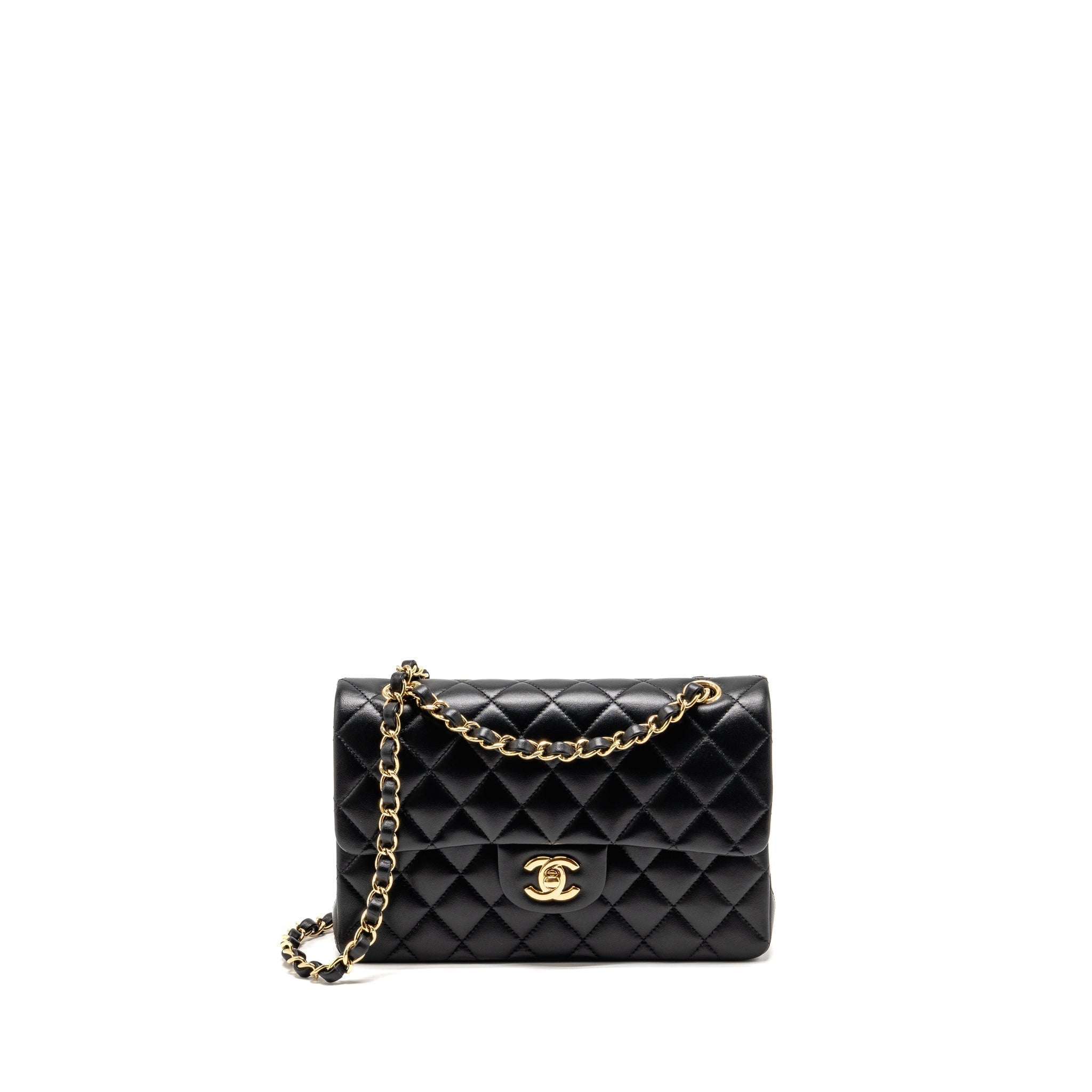 chanel-small-classic-double-flap-bag-lambskin-black-lghw-microchip