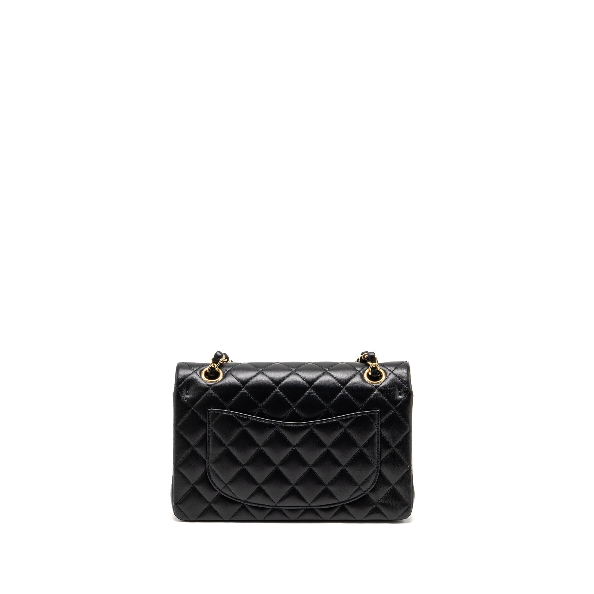 chanel-small-classic-double-flap-bag-lambskin-black-lghw-microchip