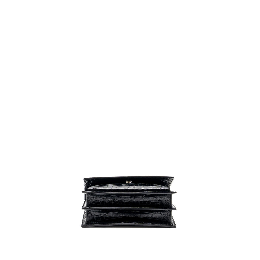 saint-laurent-sunset-bag-crocodile-embossed-black-shw