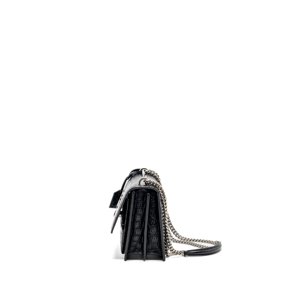 saint-laurent-sunset-bag-crocodile-embossed-black-shw
