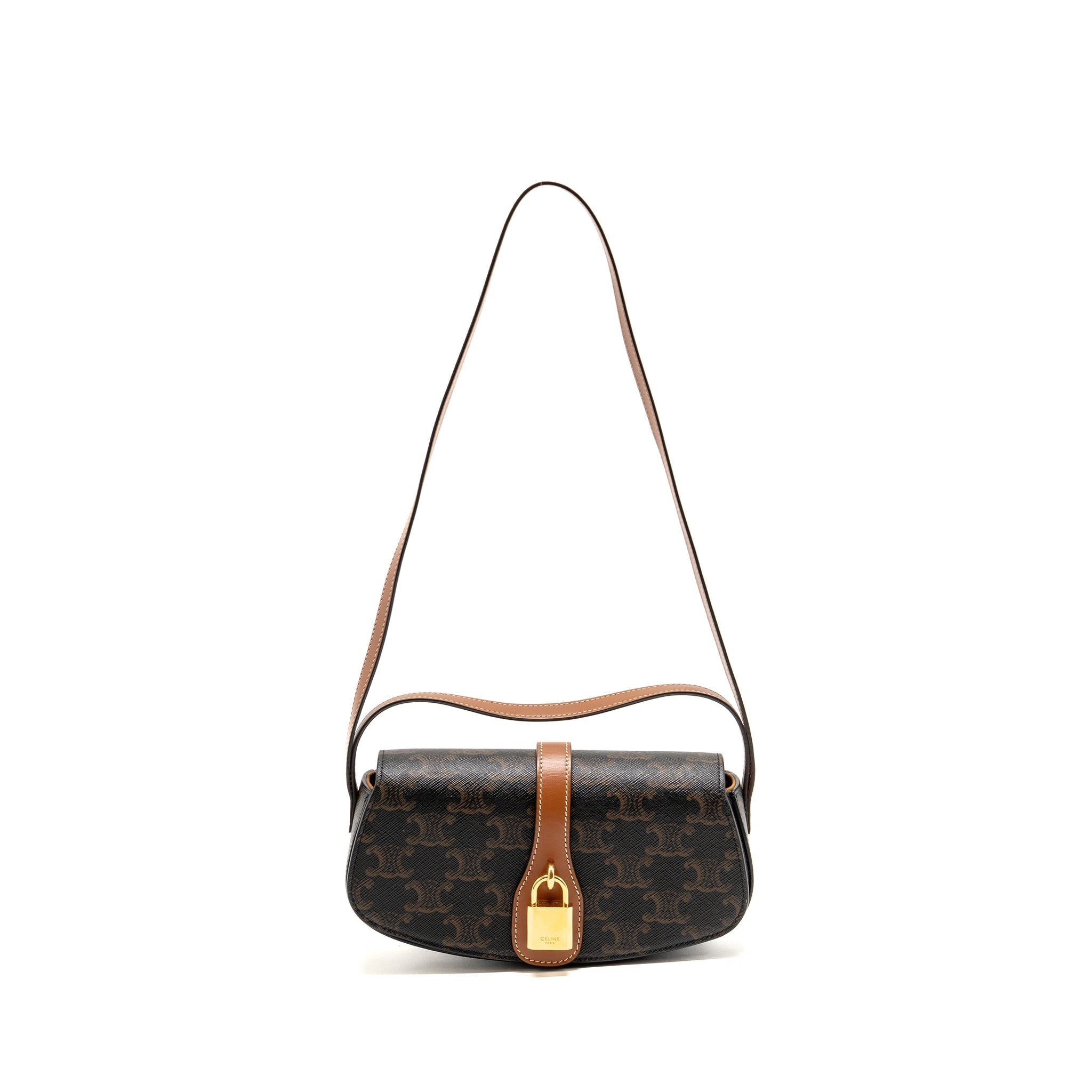 celine-clutch-on-strap-tabou-triomphe-canvas-calfskin-tan-ghw-1