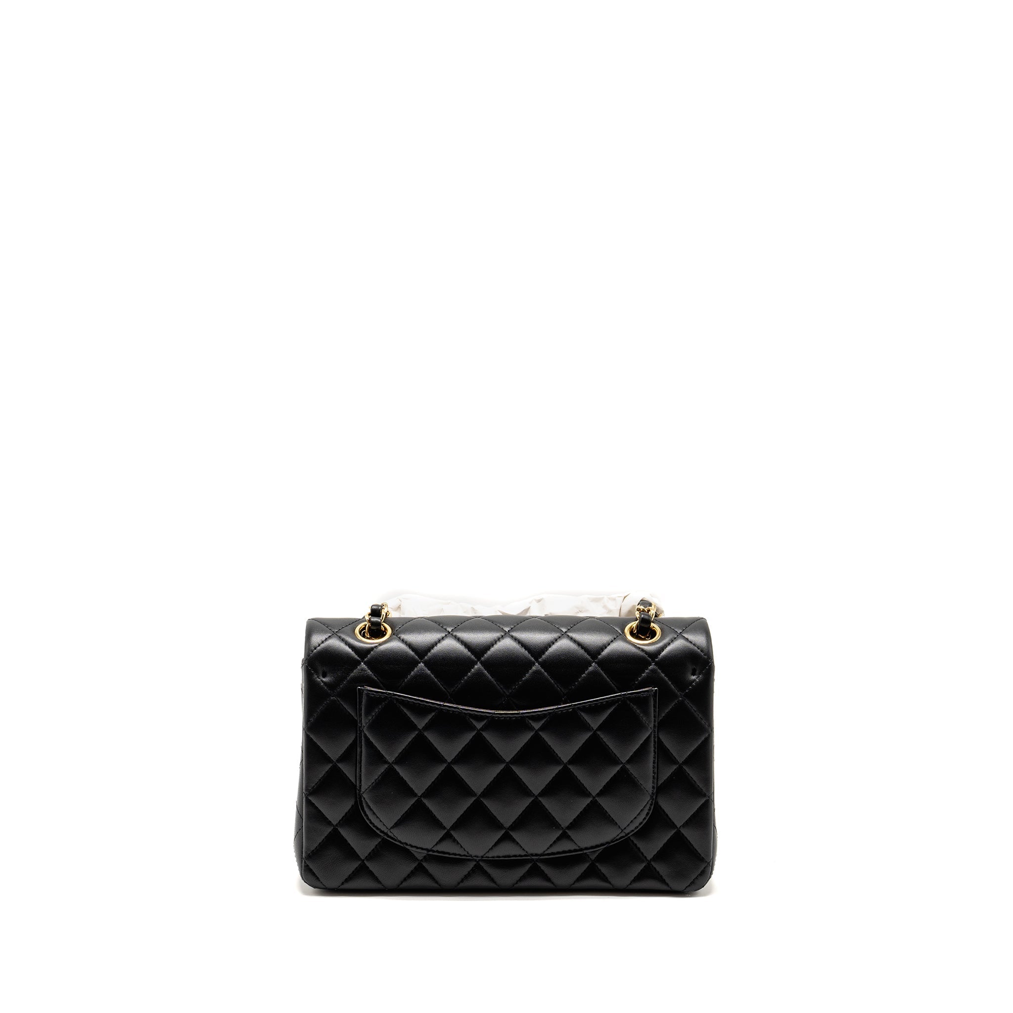 chanel-small-classic-double-flap-bag-lambskin-black-ghwmicrochip-copy