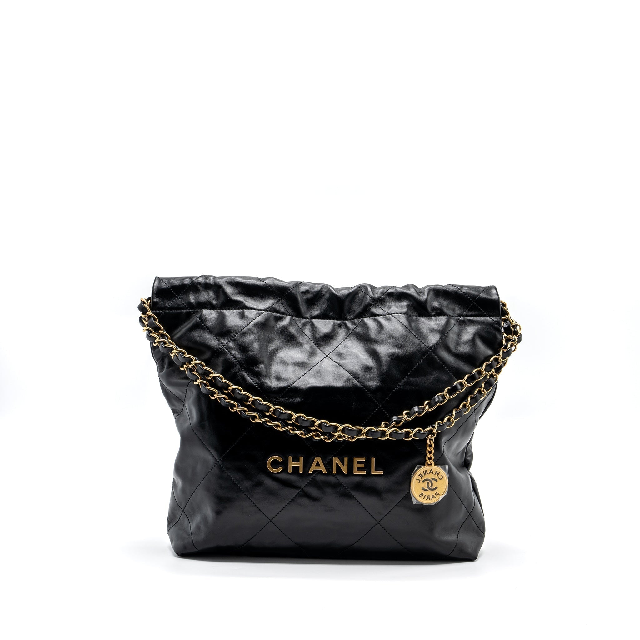 chanel-small-22-bag-gold-letter-shiny-calfskin-black-brushed-ghwmicrochip