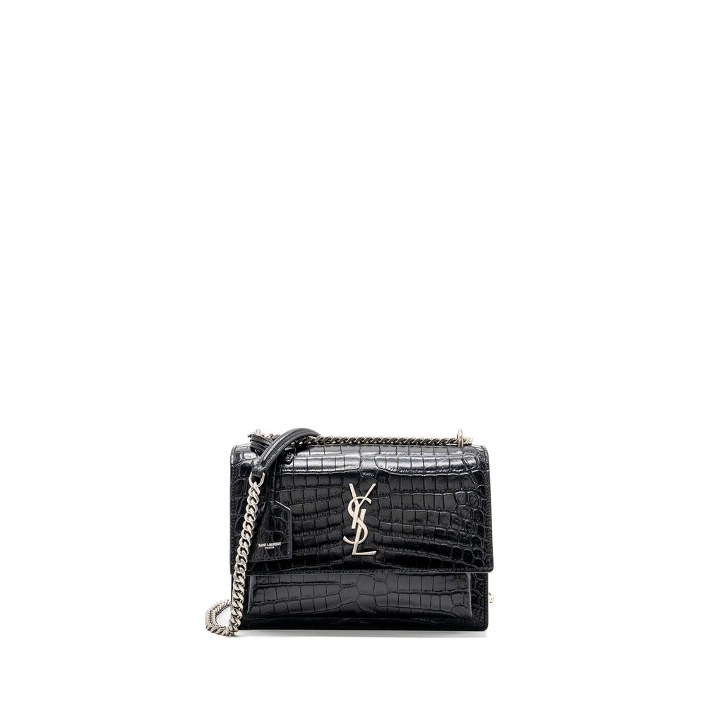 saint-laurent-sunset-bag-crocodile-embossed-black-shw