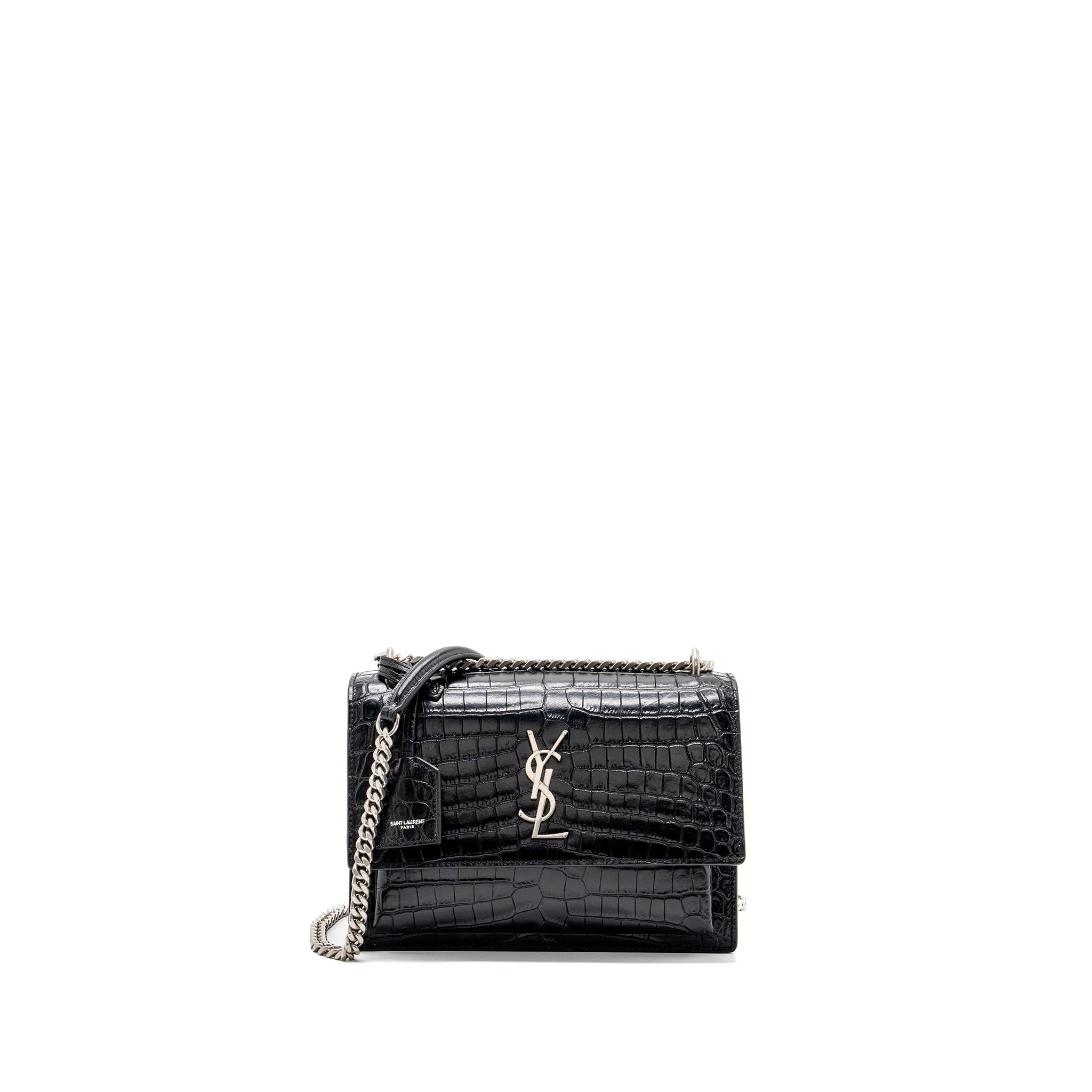 saint-laurent-sunset-bag-crocodile-embossed-black-shw