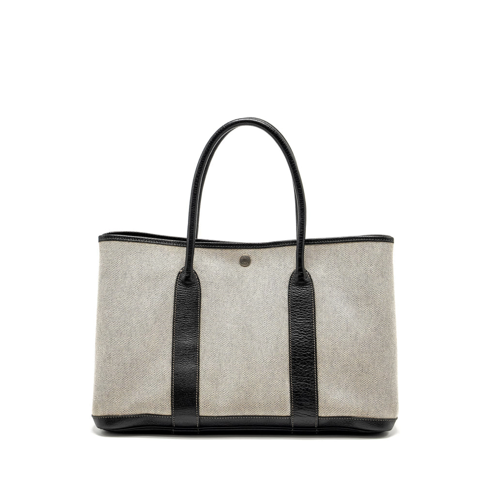 hermes-vintage-garden-party-36-canvas-negonda-black-ecru