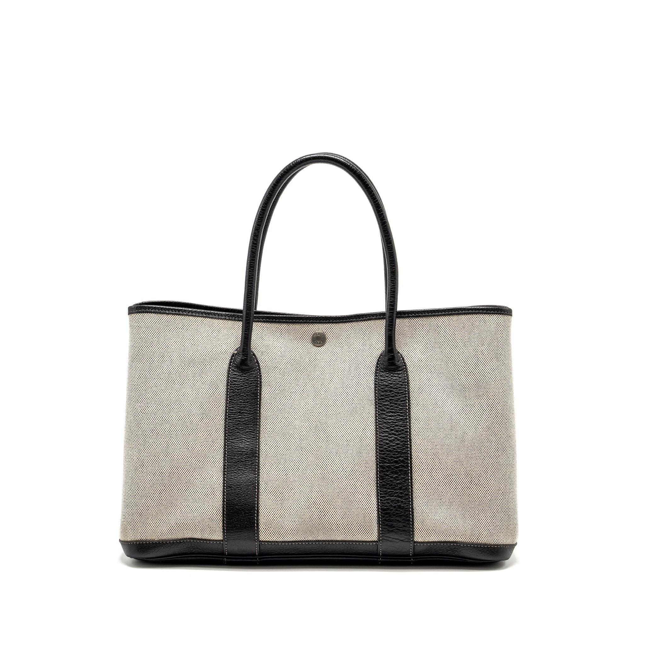 hermes-vintage-garden-party-36-canvas-negonda-black-ecru