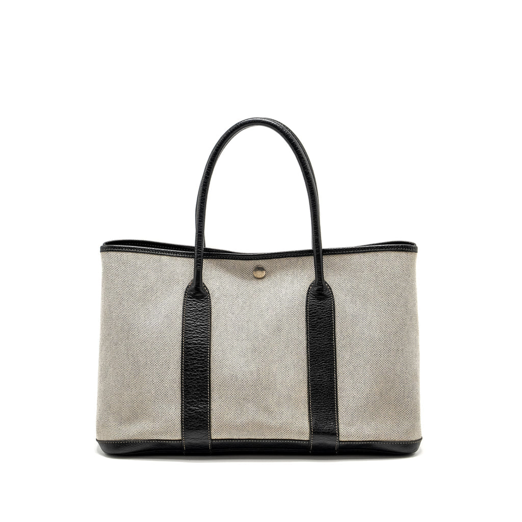 hermes-vintage-garden-party-36-canvas-negonda-black-ecru