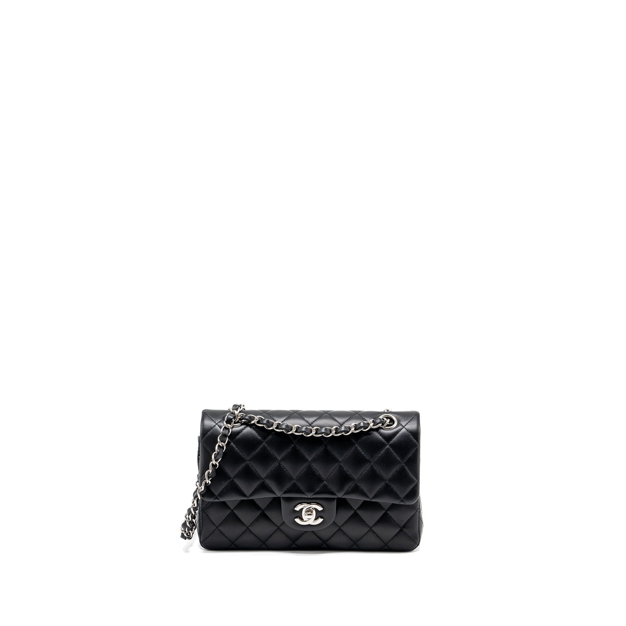 chanel-small-classic-double-flap-bag-lambskin-black-shwmicrochip