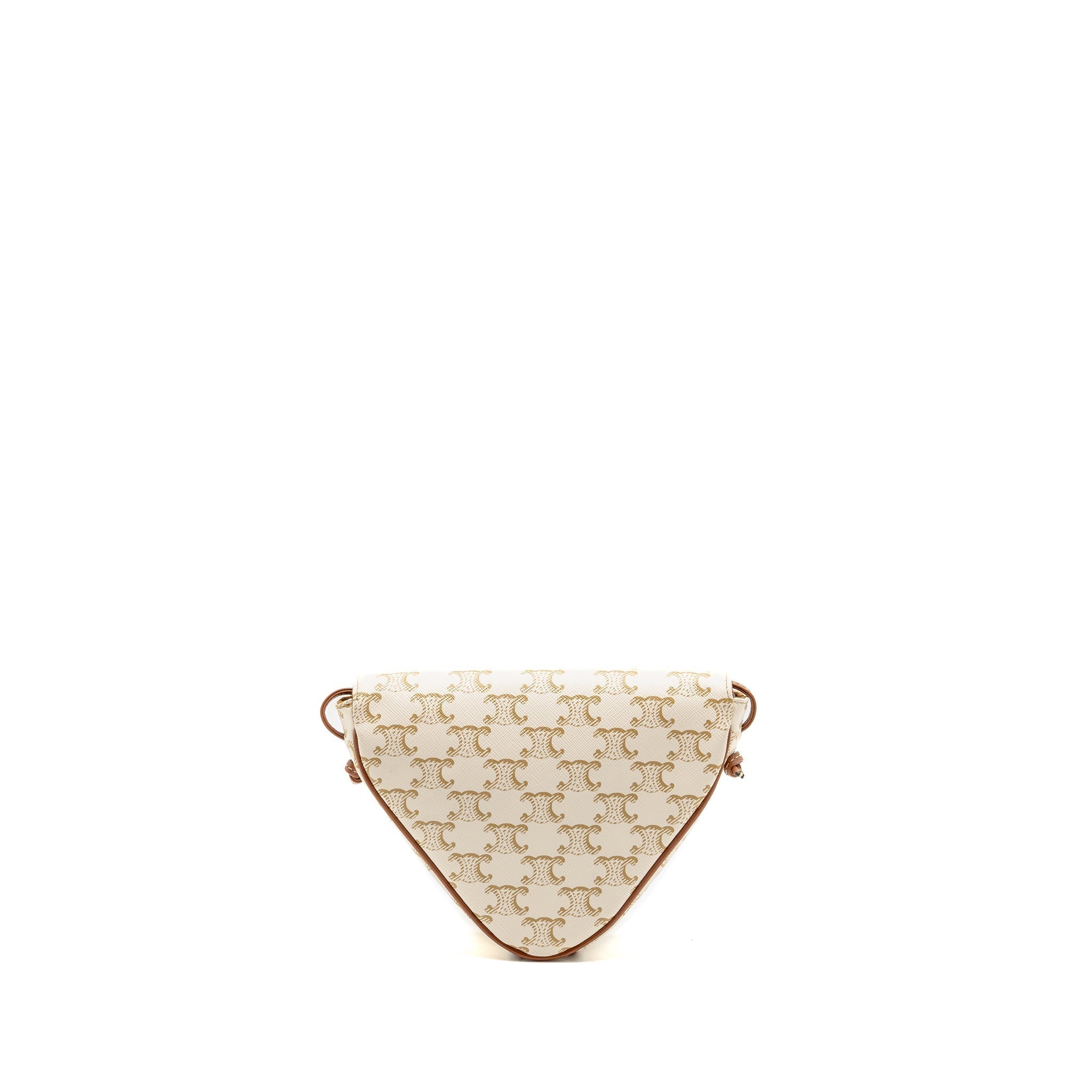 celine-triangle-shoulder-bag-triomphe-canvas-white-tan