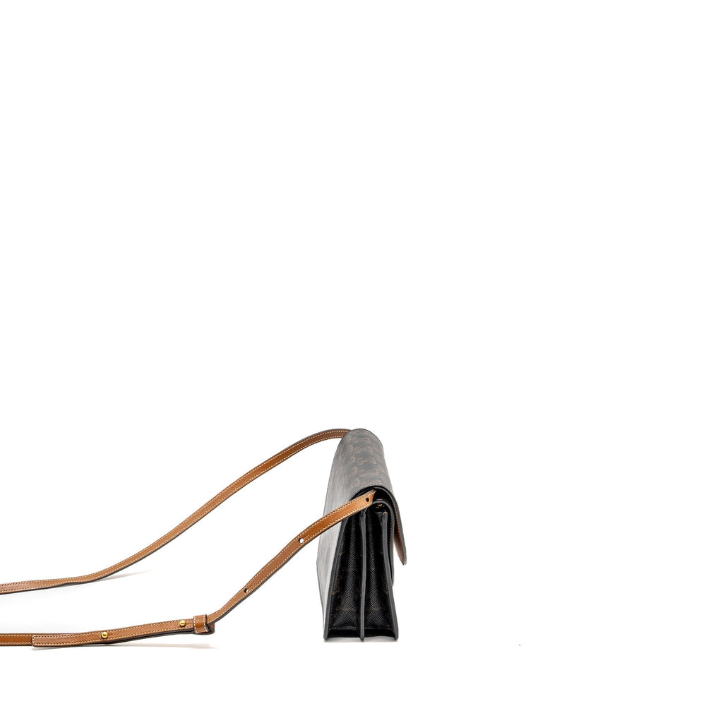 celine-wallet-on-strap-triomphe-canvas-smooth-lambskin-tan-ghw-6