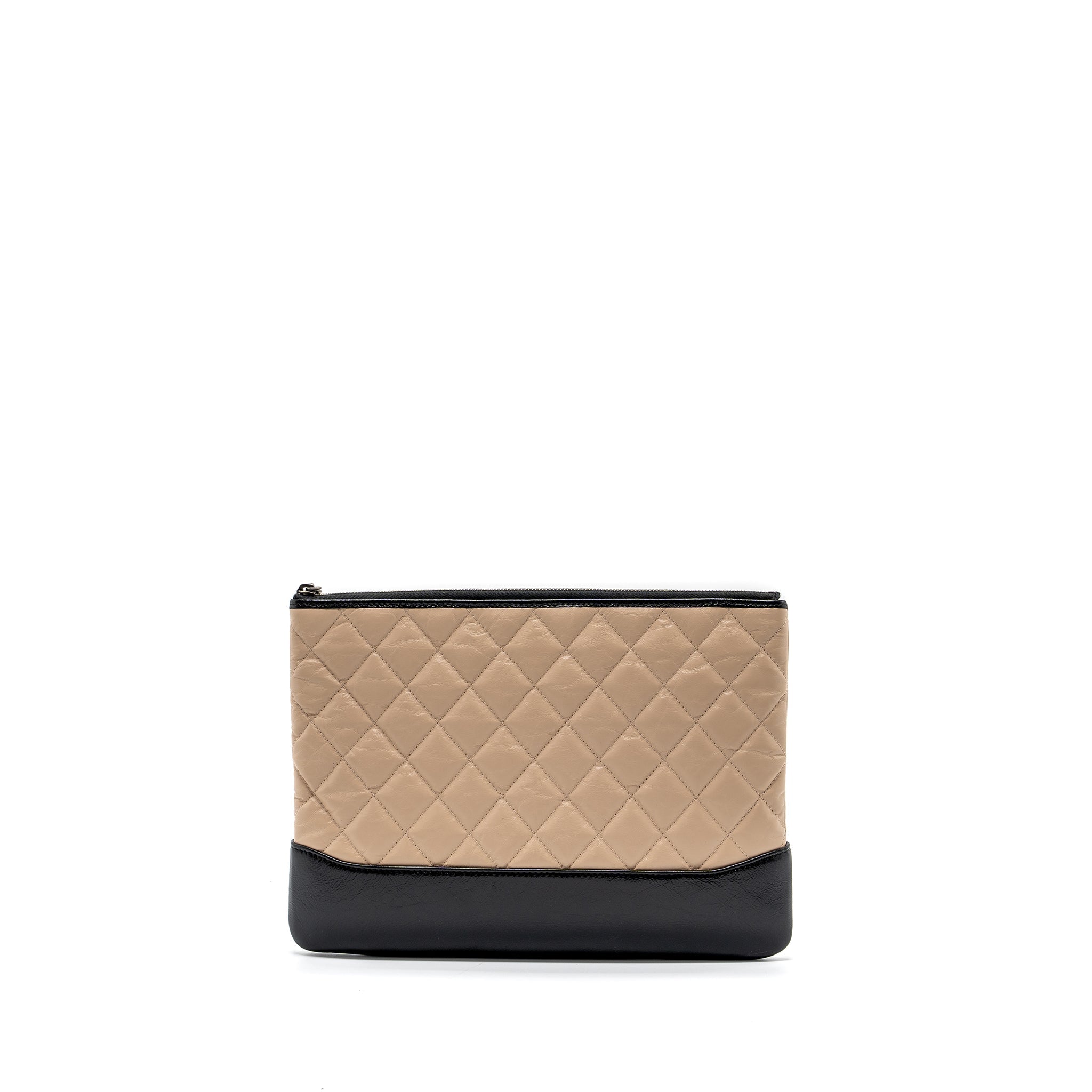 chanel-gabrielle-zip-clutch-bag-calfskin-beige-black-multicolor-hardware-copy