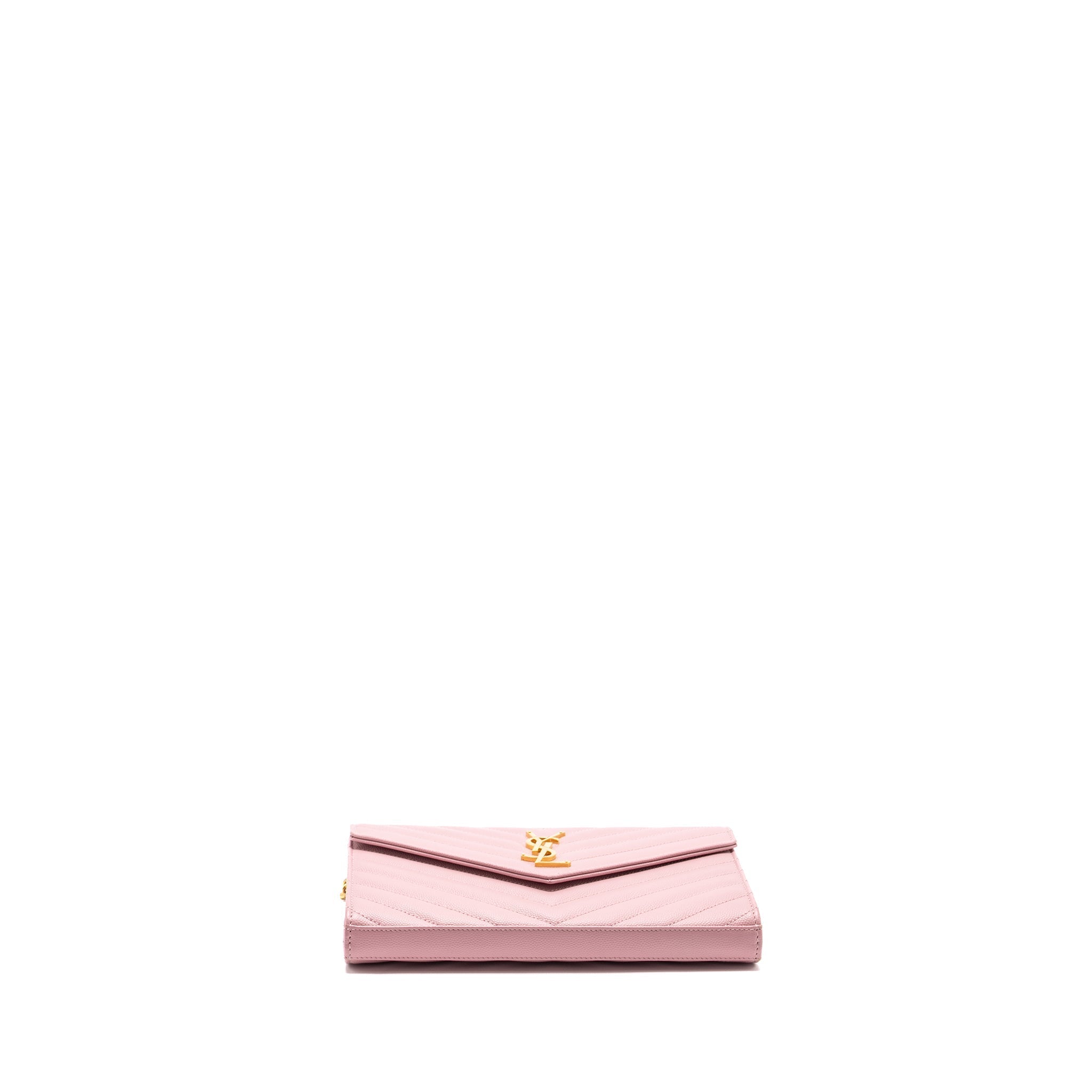 saint-laurent-ysl-cassandre-matelasse-wallet-on-chain-grained-calfskin-pink-ghw
