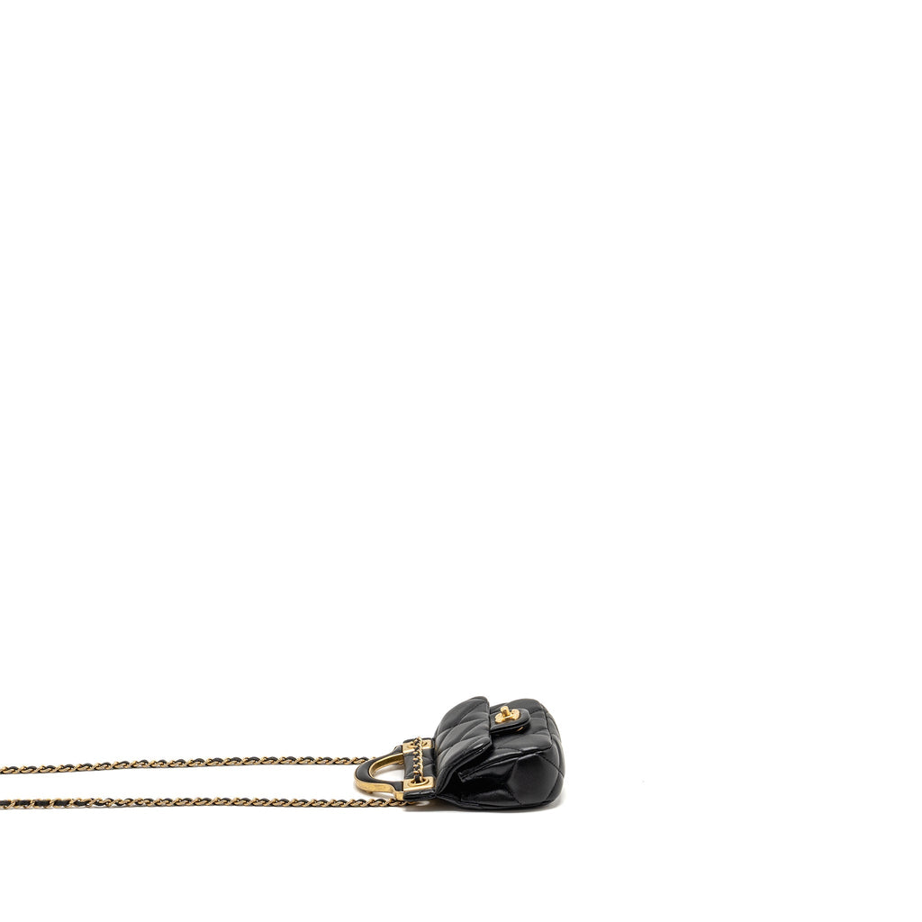 chanel-21a-top-handle-mini-flap-card-holder-with-chain-lambskin-black-ghw-copy