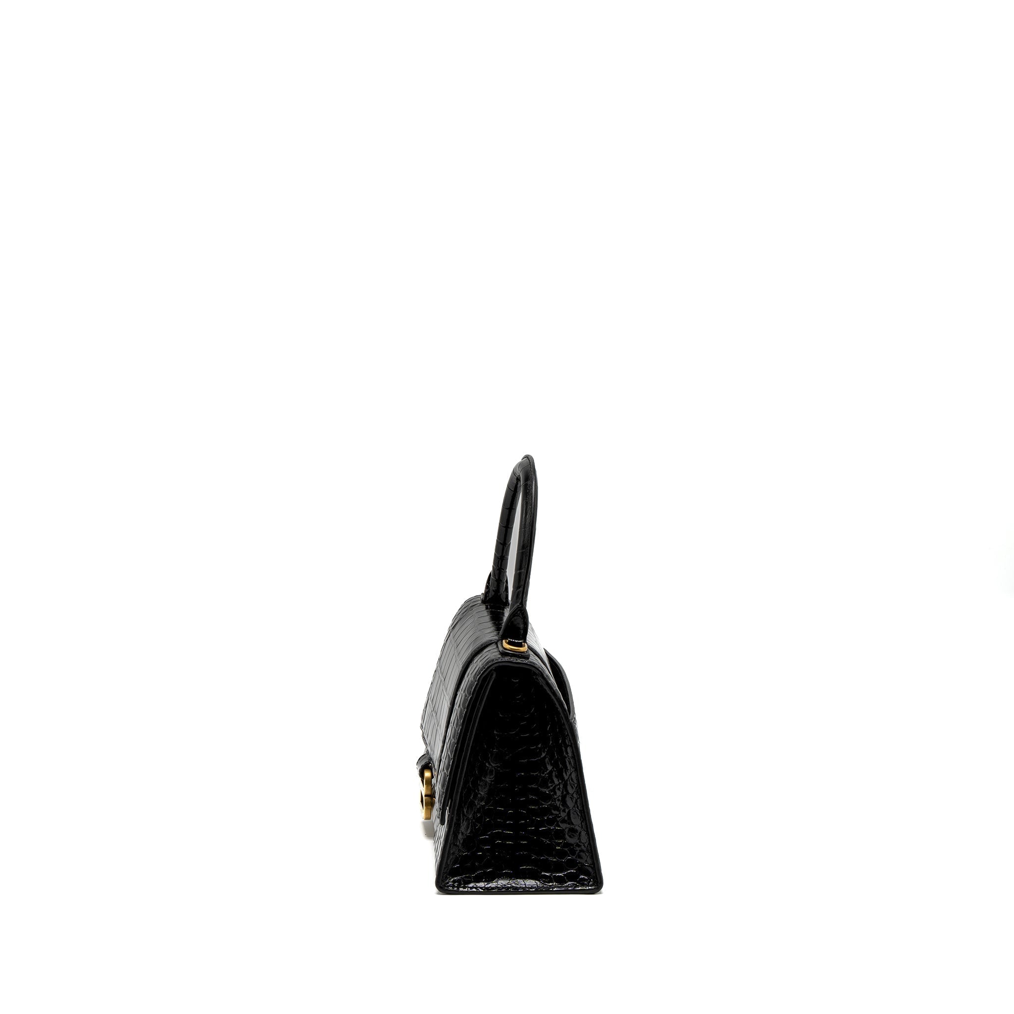 balenciaga-small-hourglass-bag-croc-embossed-leather-black-ghw