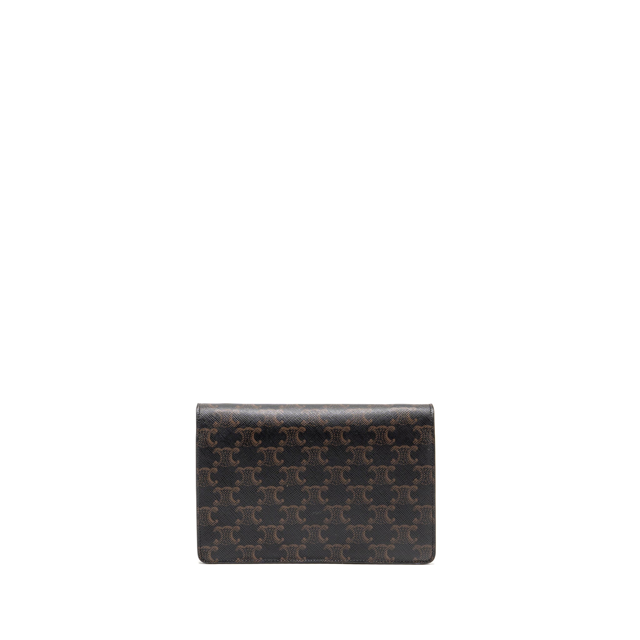 celine-wallet-on-strap-triomphe-canvas-smooth-lambskin-tan-ghw-7