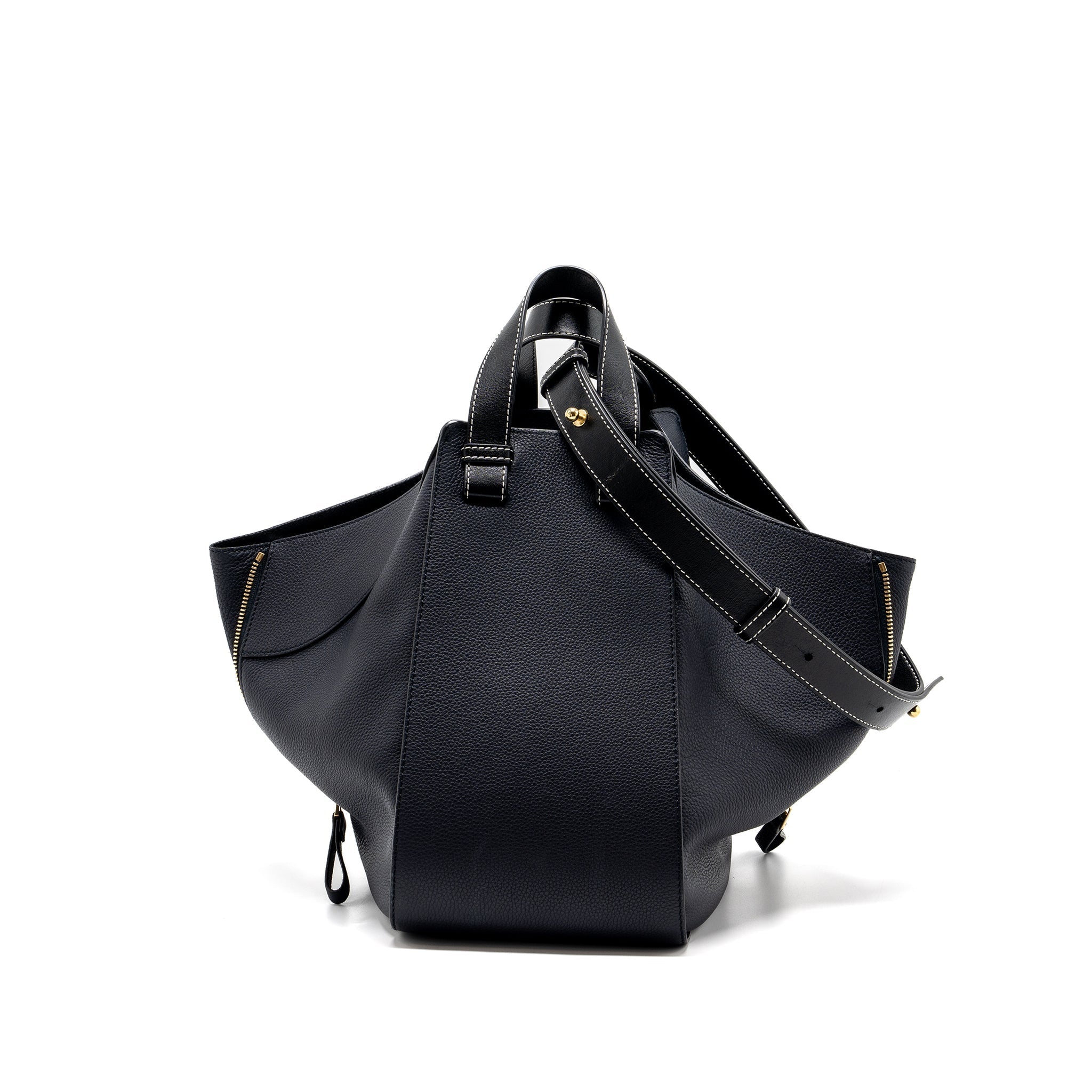 loewe-medium-hammock-bag-grained-calfskin-dark-blue-ghw
