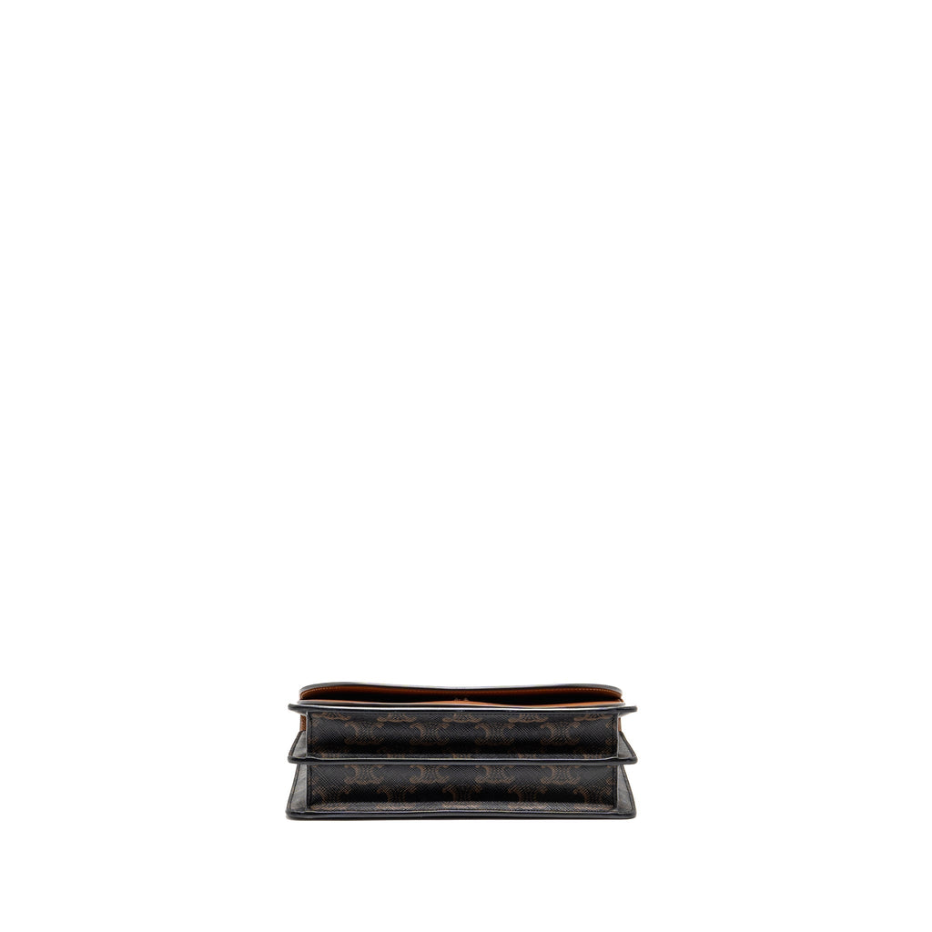 celine-wallet-on-strap-triomphe-canvas-smooth-lambskin-tan-ghw-7