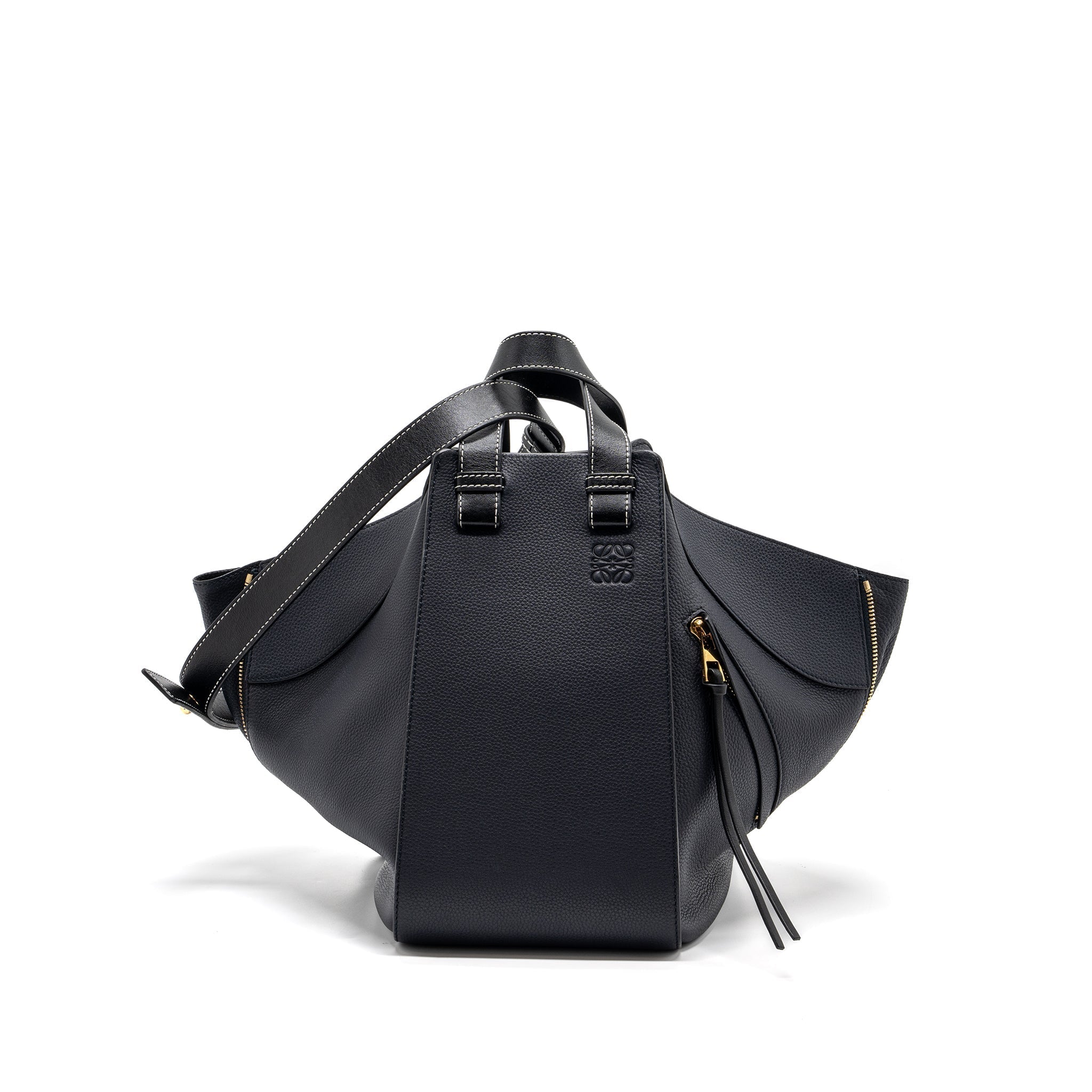 loewe-medium-hammock-bag-grained-calfskin-dark-blue-ghw