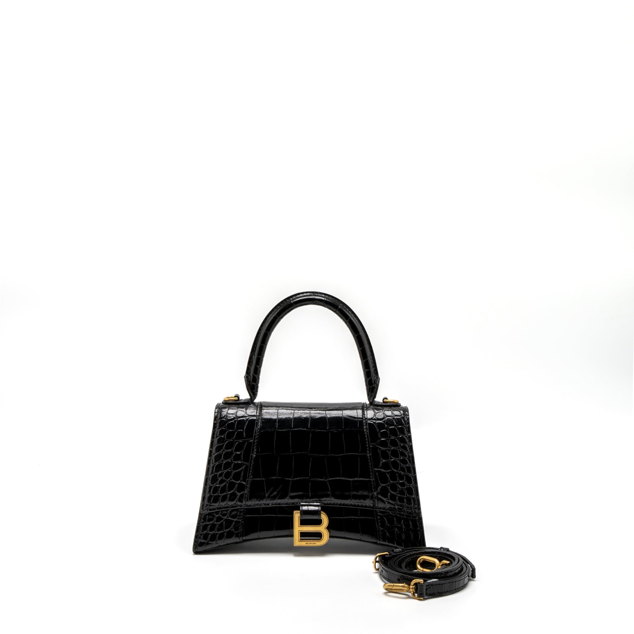balenciaga-small-hourglass-bag-croc-embossed-leather-black-ghw