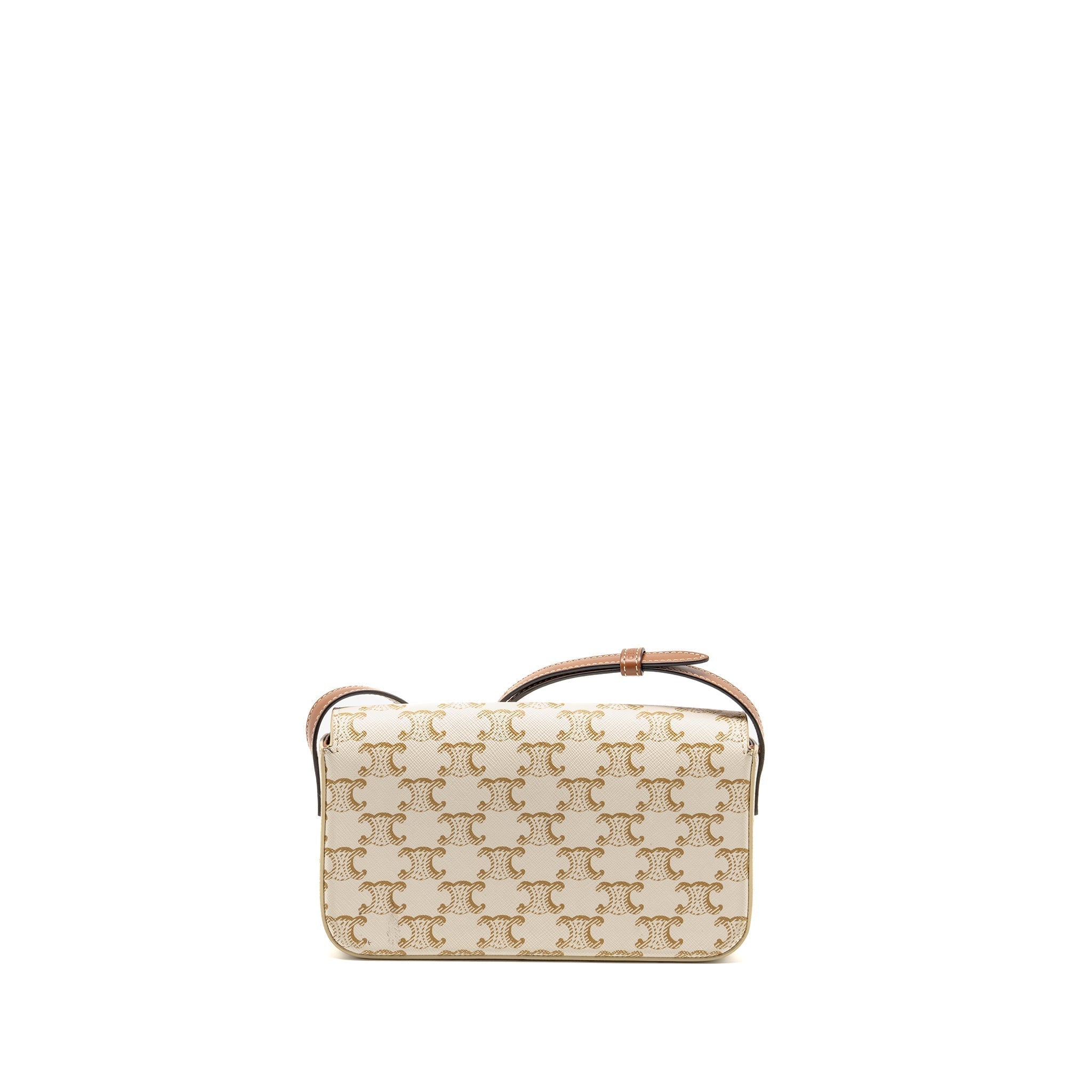 celine-triomphe-shouder-bag-triomphe-canvas-calfskin-white-ghw
