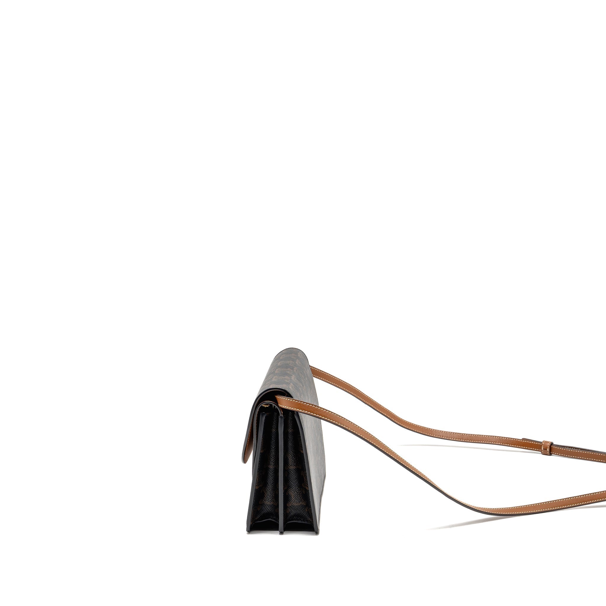 celine-wallet-on-strap-triomphe-canvas-smooth-lambskin-tan-ghw-7