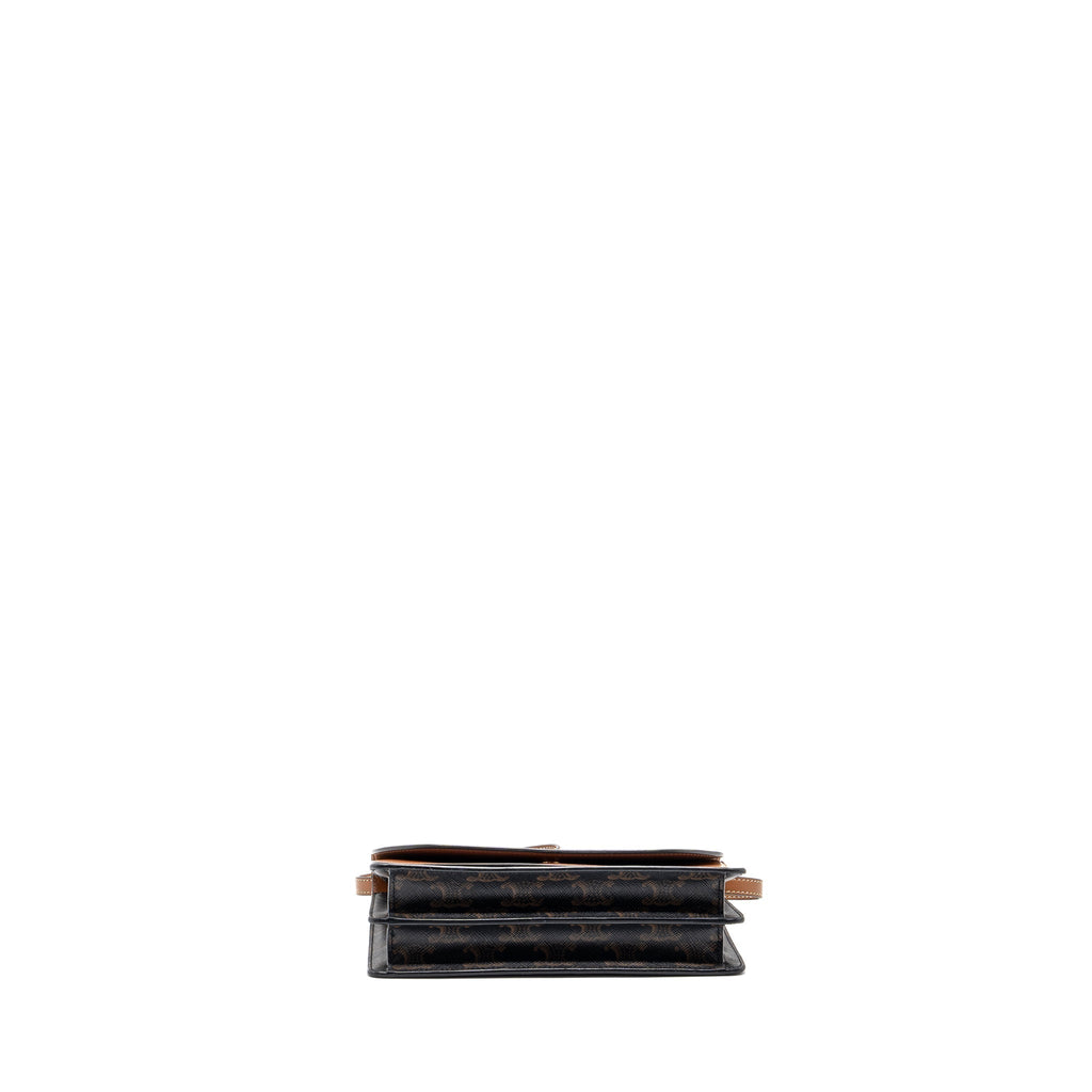 celine-wallet-on-strap-triomphe-canvas-smooth-lambskin-tan-ghw-2