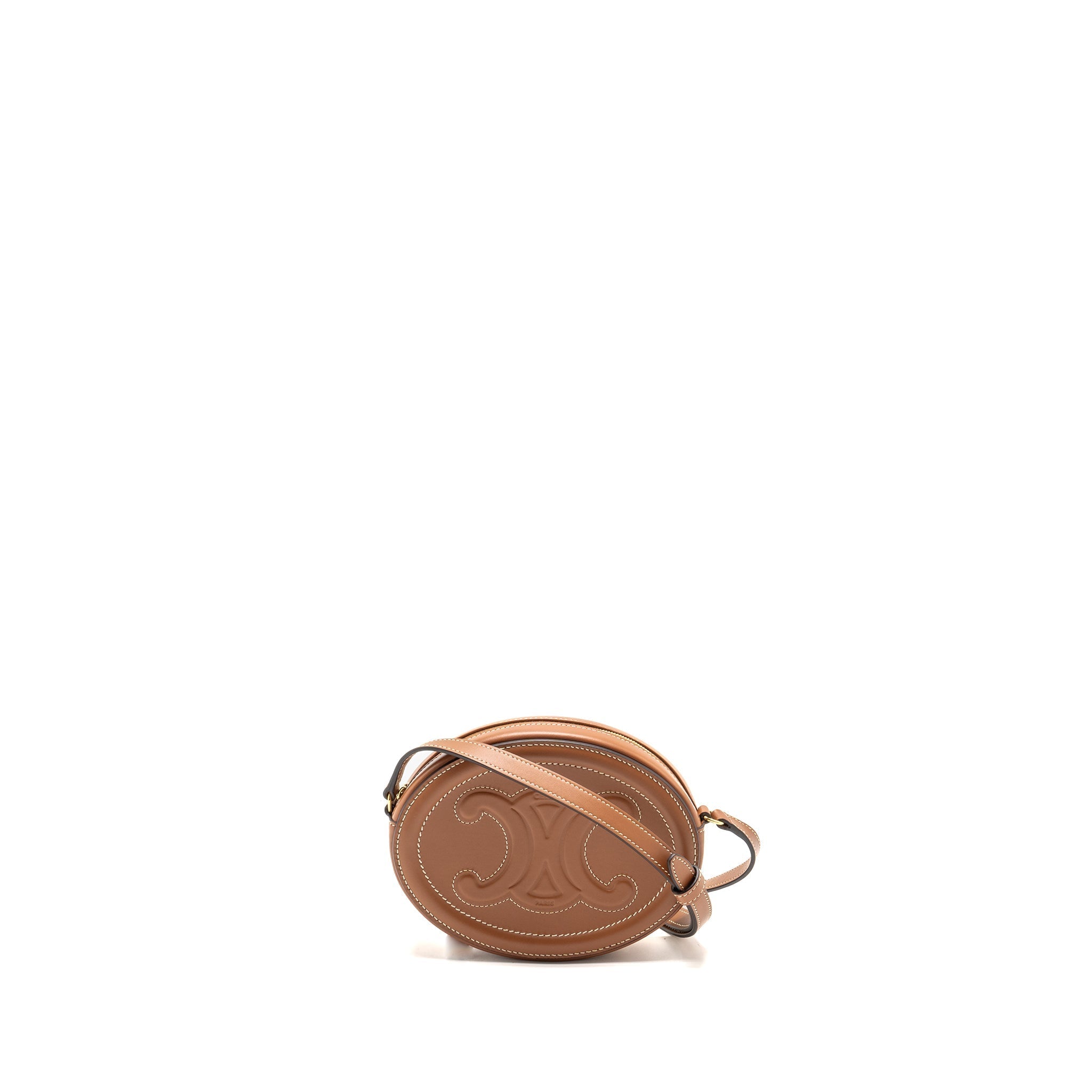 celine-crossbody-oval-purse-cuirass-triomphe-smooth-calfskin-tan-ghw-2