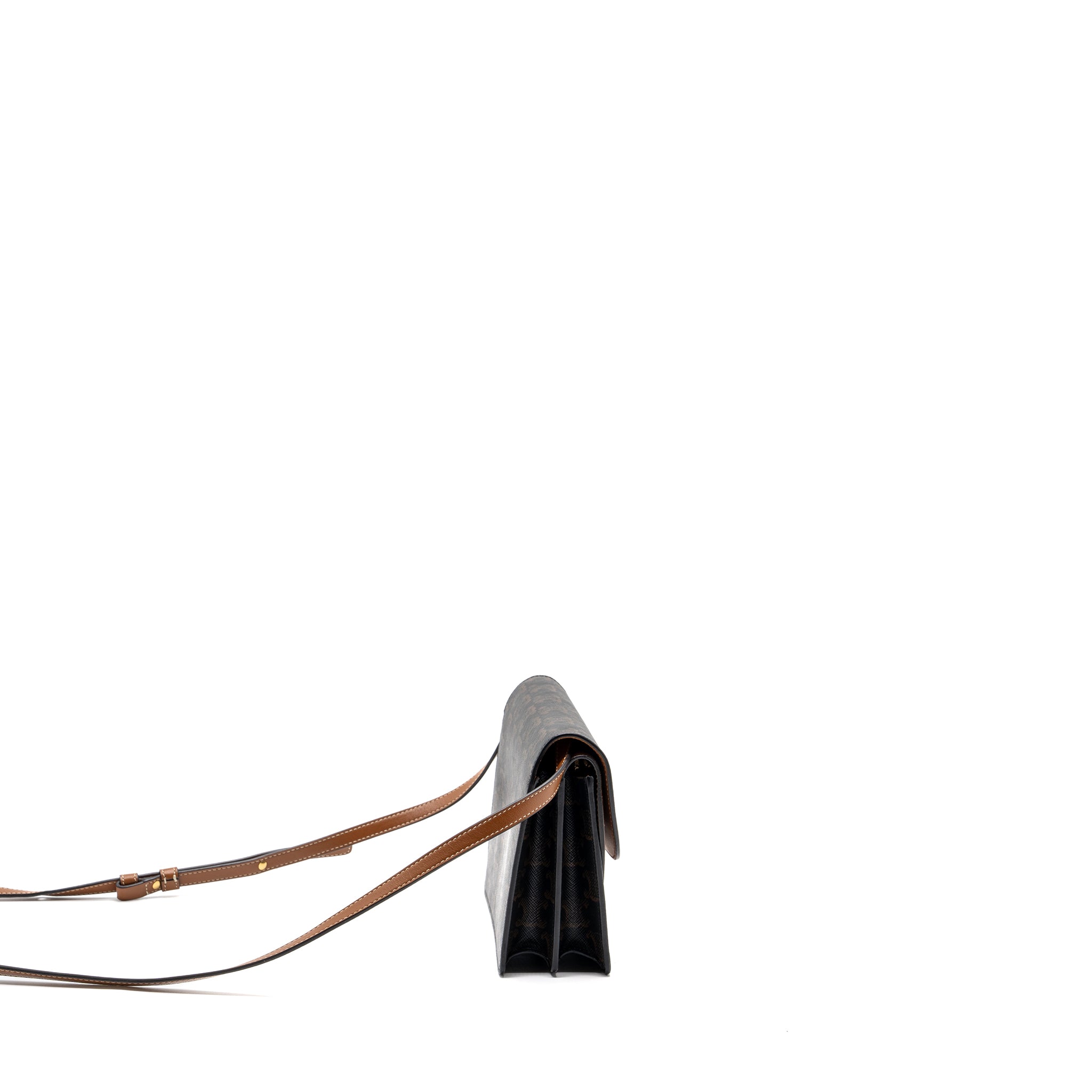 celine-wallet-on-strap-triomphe-canvas-smooth-lambskin-tan-ghw-2