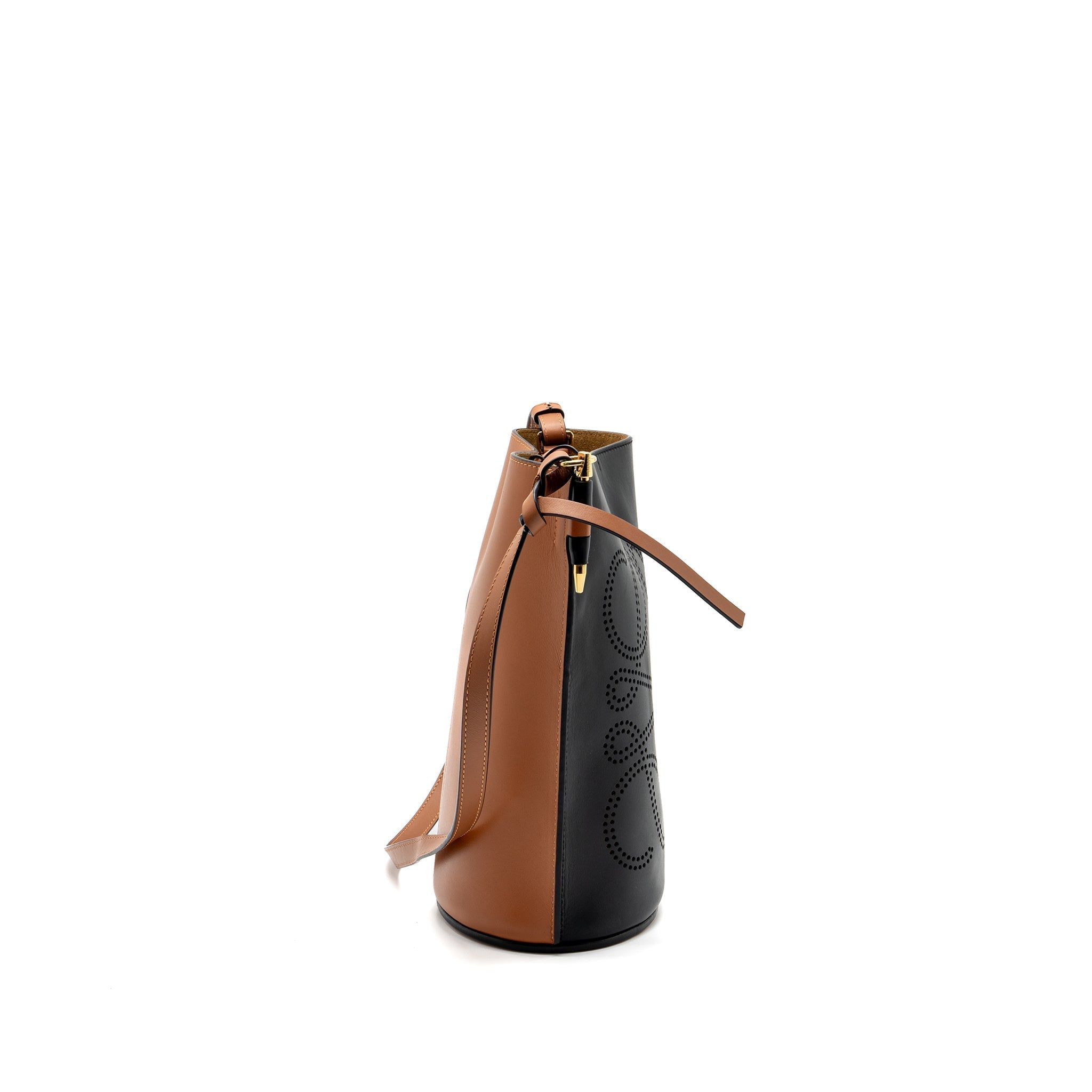 loewe-gate-bucket-bag-calfskin-black-tan-ghw