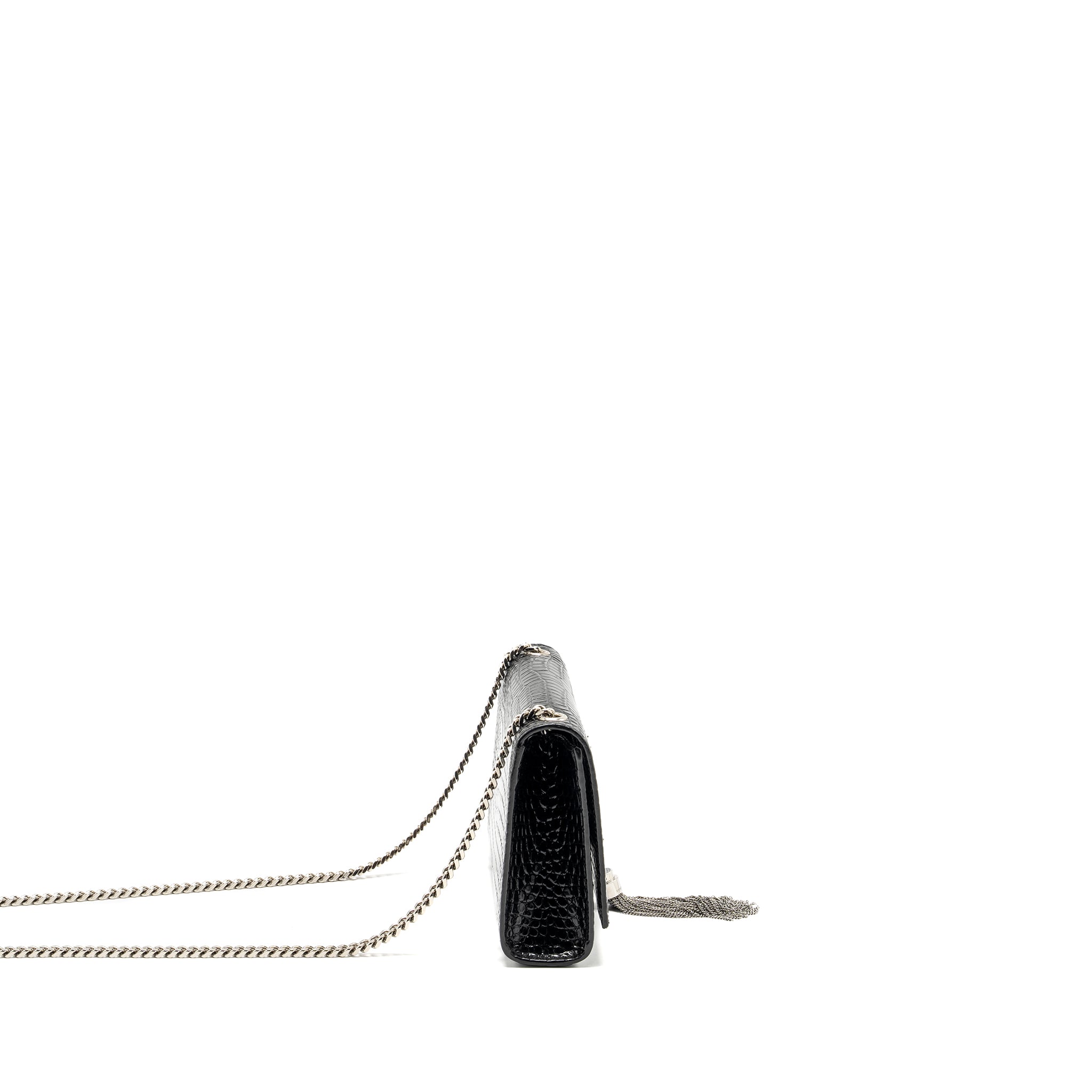 saint-laurent-ysl-kate-small-chain-wallet-with-tassel-in-crocodile-embossed-black-shw