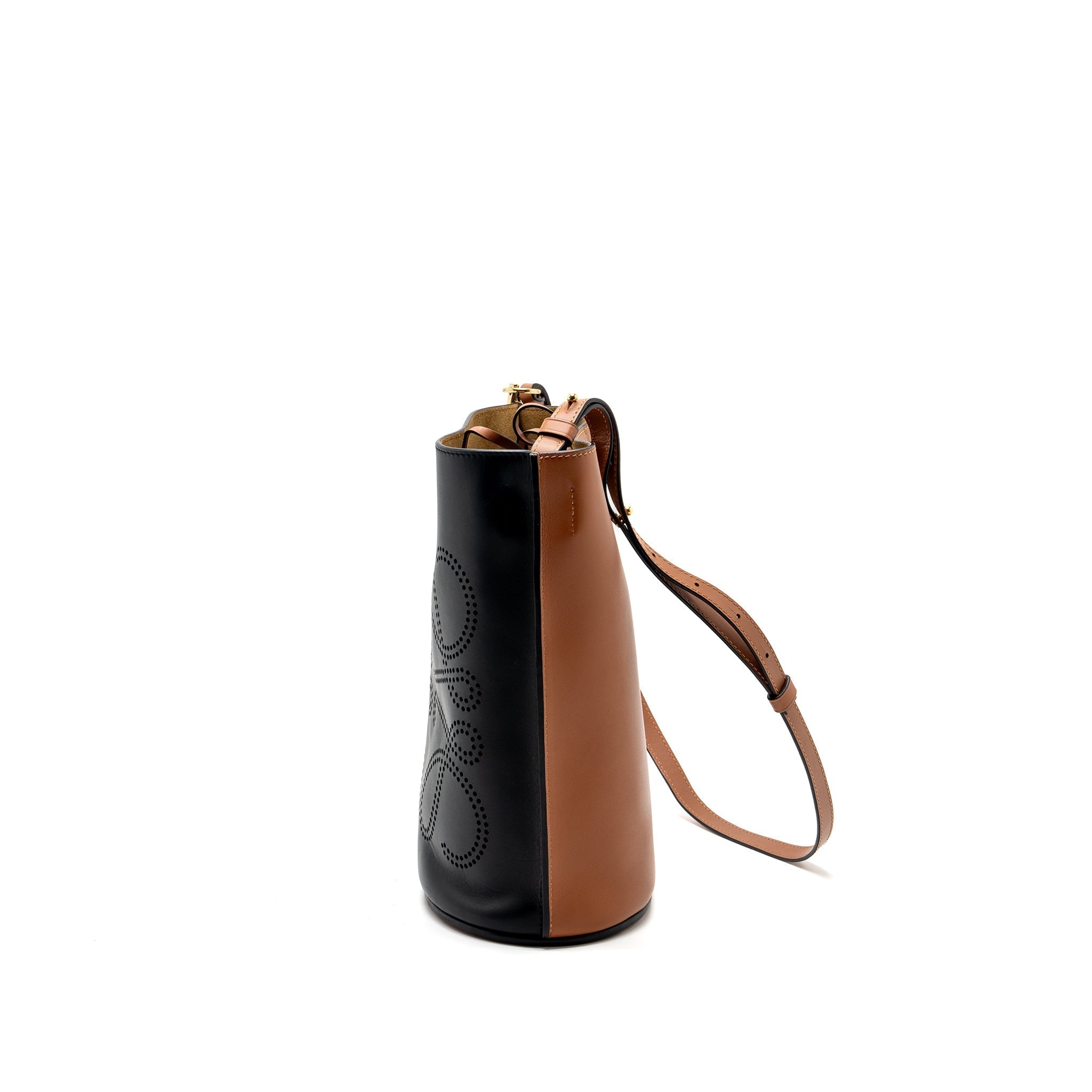 loewe-gate-bucket-bag-calfskin-black-tan-ghw