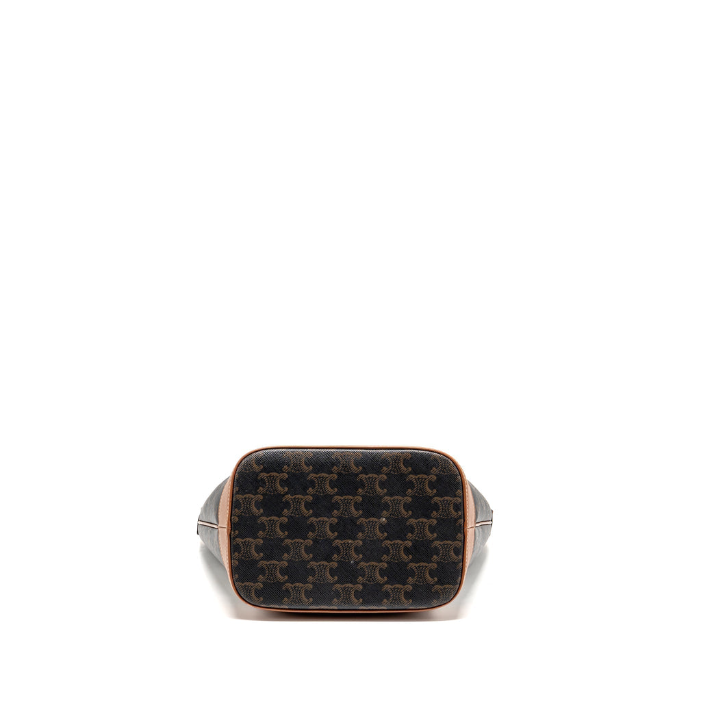 celine-small-bucket-bag-triomphe-canvas-calfskin-tan-ghw-1