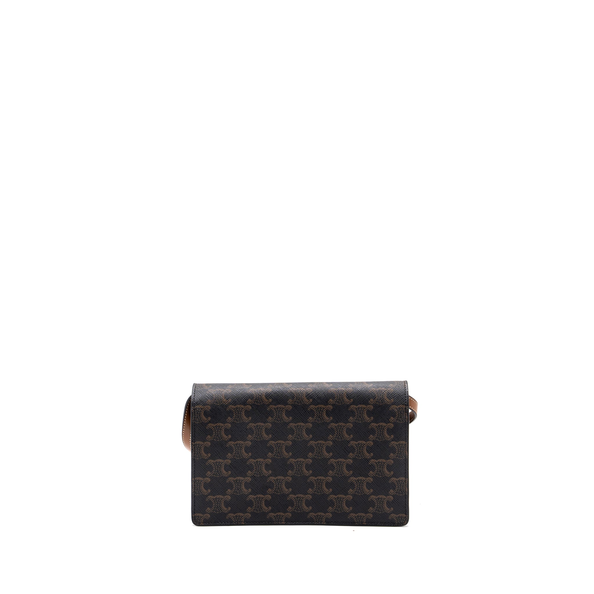 celine-wallet-on-strap-triomphe-canvas-lambskin-tan-ghw
