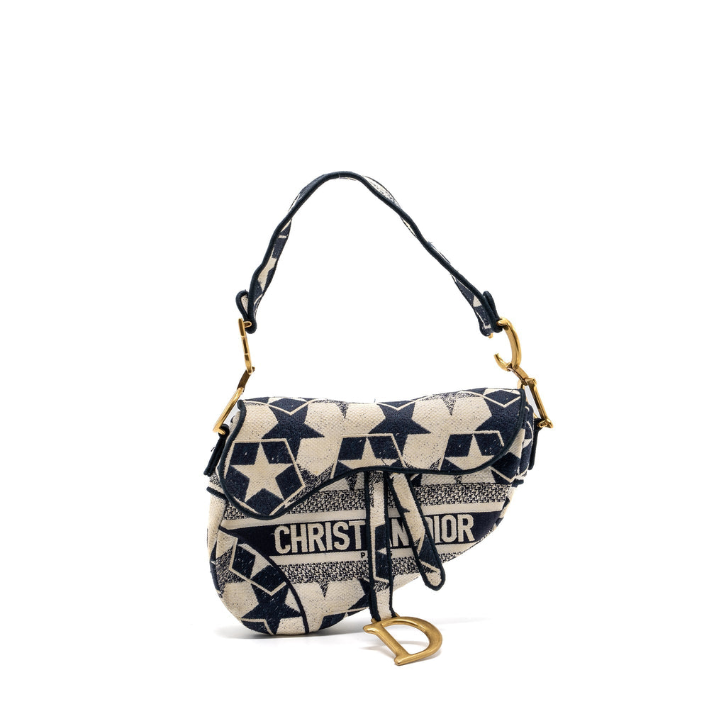 dior-saddle-bag-canvas-limited-print-dark-blue-white-ghw