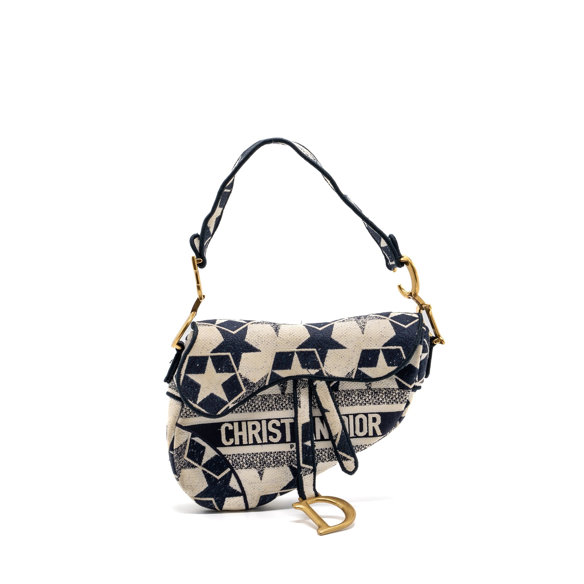 dior-saddle-bag-canvas-limited-print-dark-blue-white-ghw